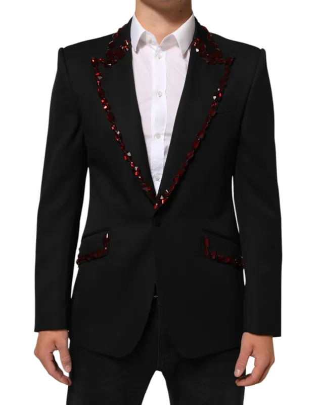 Dolce & Gabbana Black SICILIA Crystal Embellished Men Blazer sold by Siebentaschen