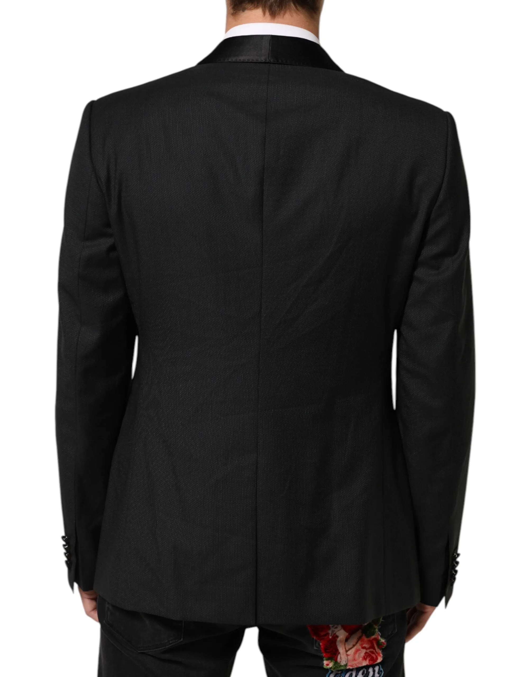 Dolce & Gabbana Black Wool GOLD 1 Button Suit Coat Blazer sold by Siebentaschen product image thumbnail 4