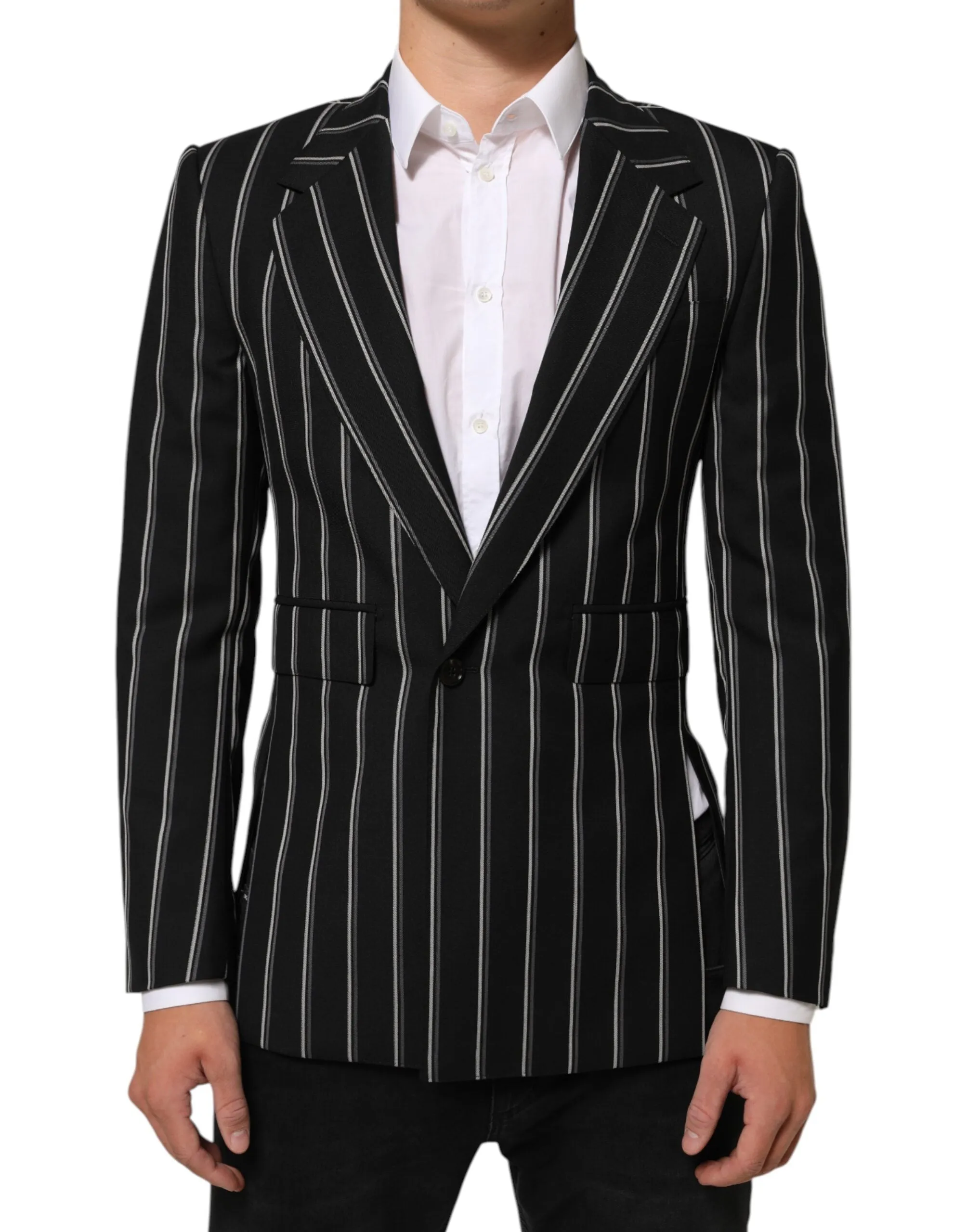 Dolce & Gabbana Black Stripes SICILIA 1 Button Suit Blazer sold by Siebentaschen product image thumbnail 2