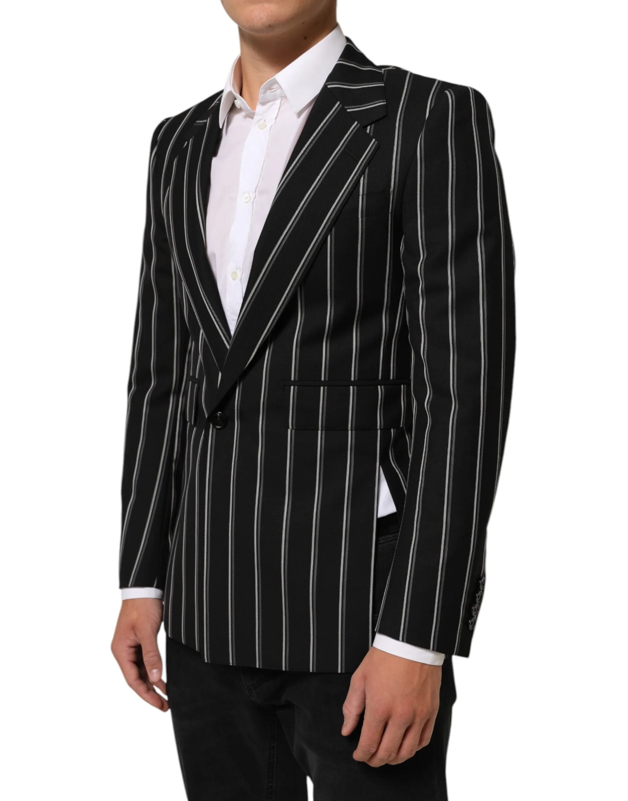 Dolce & Gabbana Black Stripes SICILIA 1 Button Suit Blazer sold by Siebentaschen product image thumbnail 3