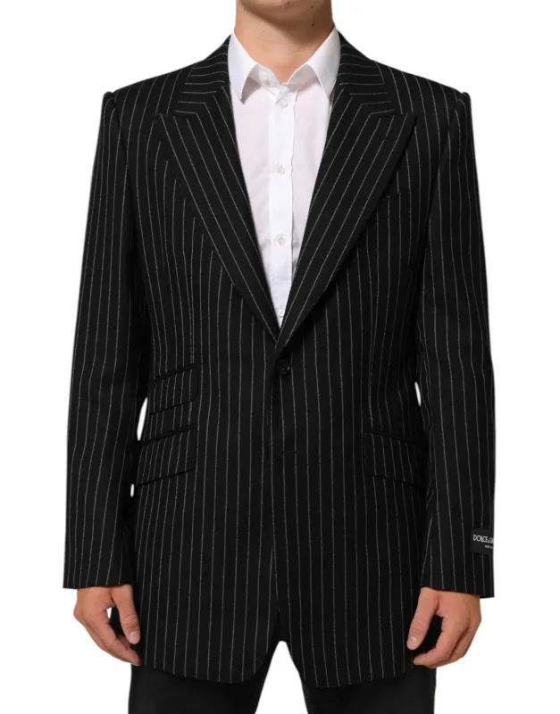 Dolce & Gabbana Black Stripes 2 Buttons Suit Jacket Blazer sold by Siebentaschen