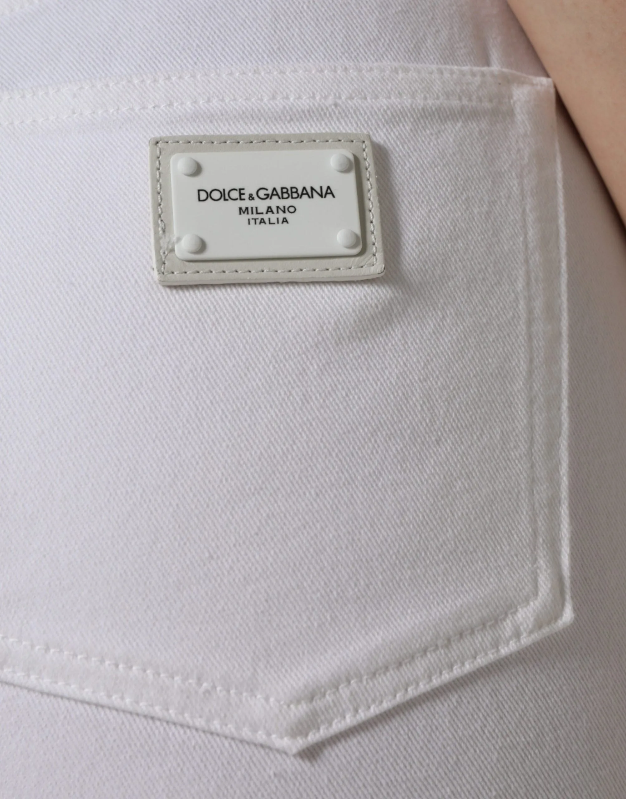 Dolce & Gabbana White AUDREY Cotton Logo Skinny Denim Jeans sold by Siebentaschen product image thumbnail 5
