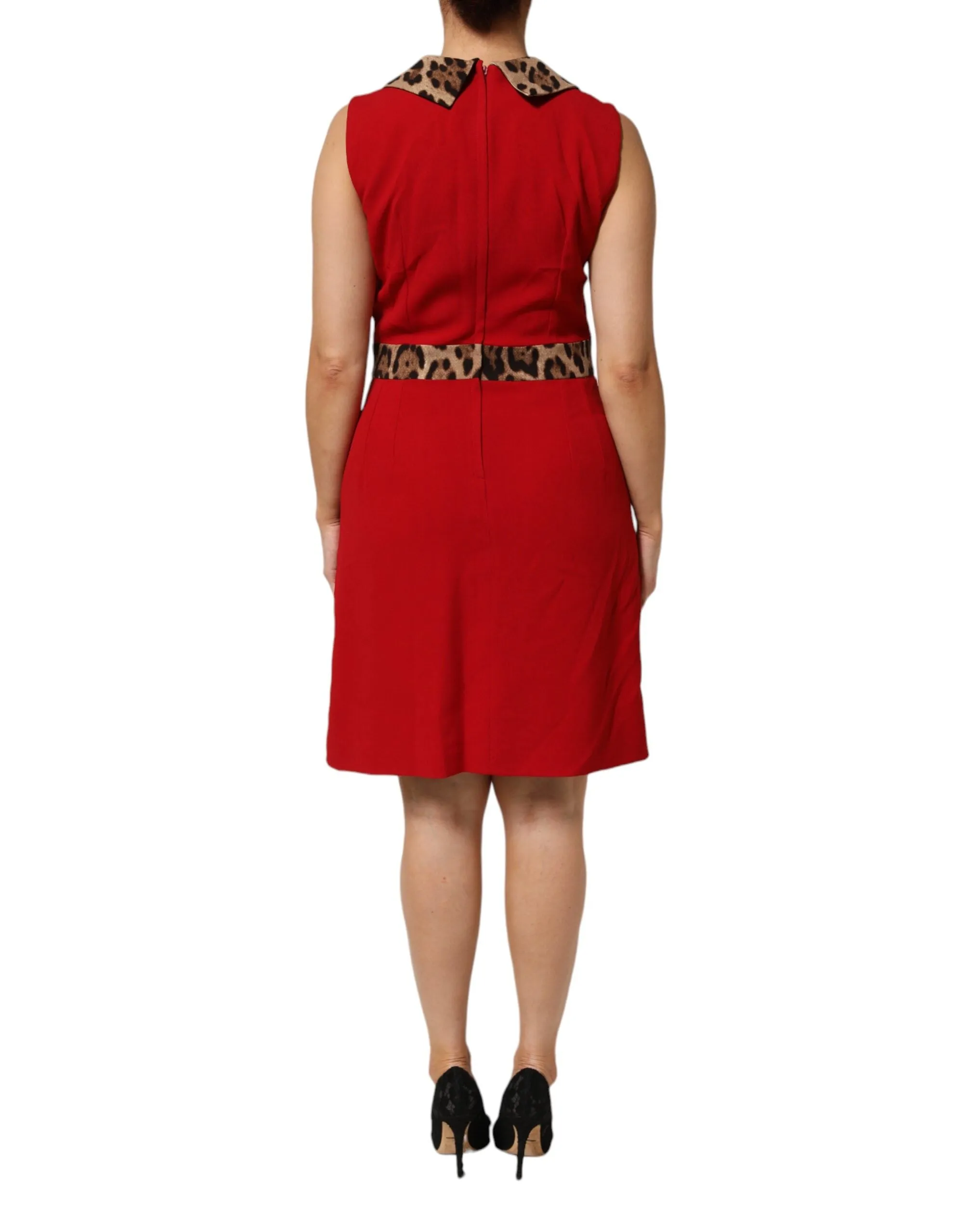 Dolce & Gabbana Red Leopard Viscose Sheath A-line Dress sold by Siebentaschen product image thumbnail 4