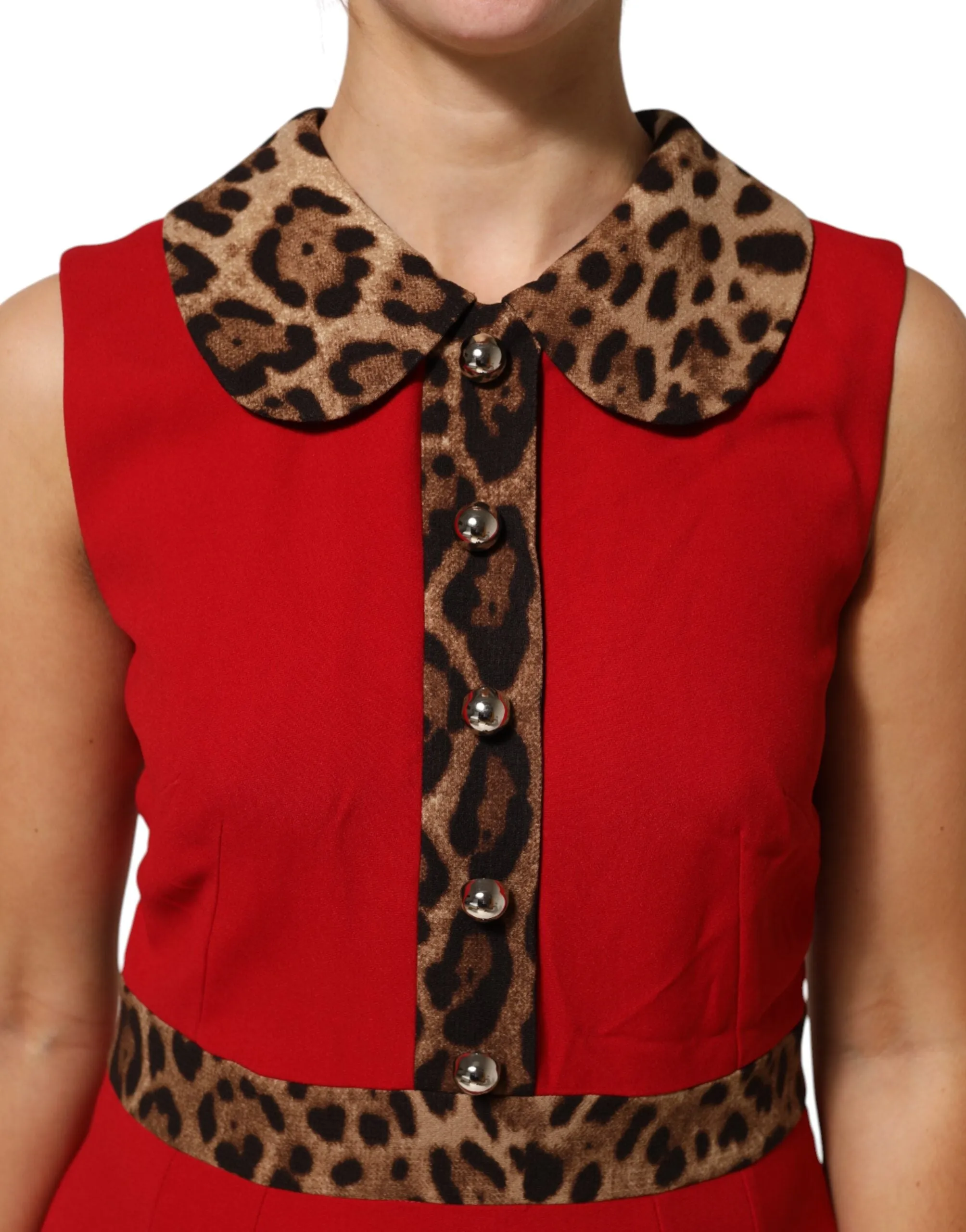 Dolce & Gabbana Red Leopard Viscose Sheath A-line Dress sold by Siebentaschen product image thumbnail 5