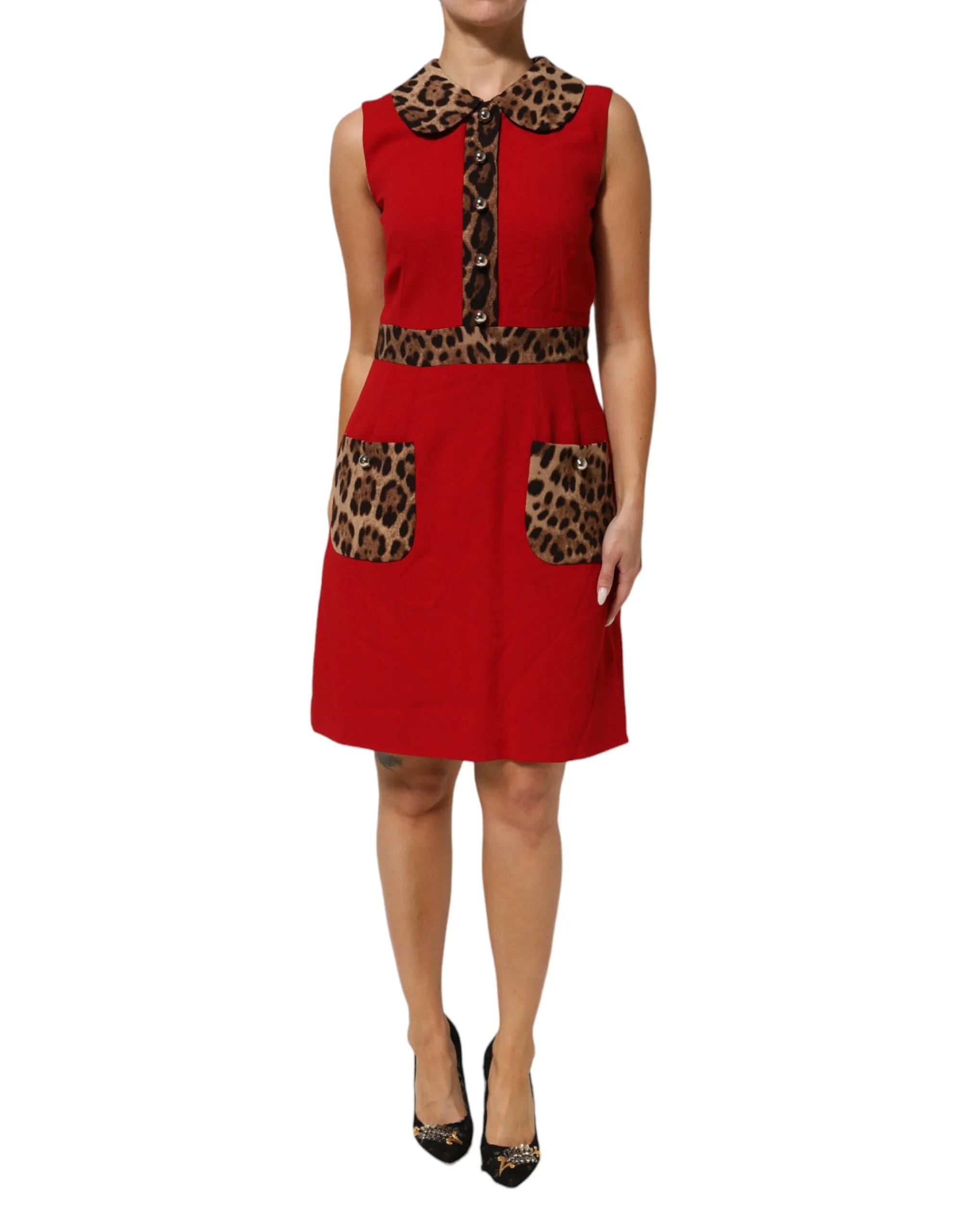 Dolce & Gabbana Red Leopard Viscose Sheath A-line Dress sold by Siebentaschen product image thumbnail 2