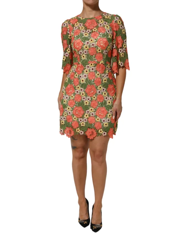 Dolce & Gabbana Multicolor Floral Embroidery Aline Mini Dress sold by Siebentaschen