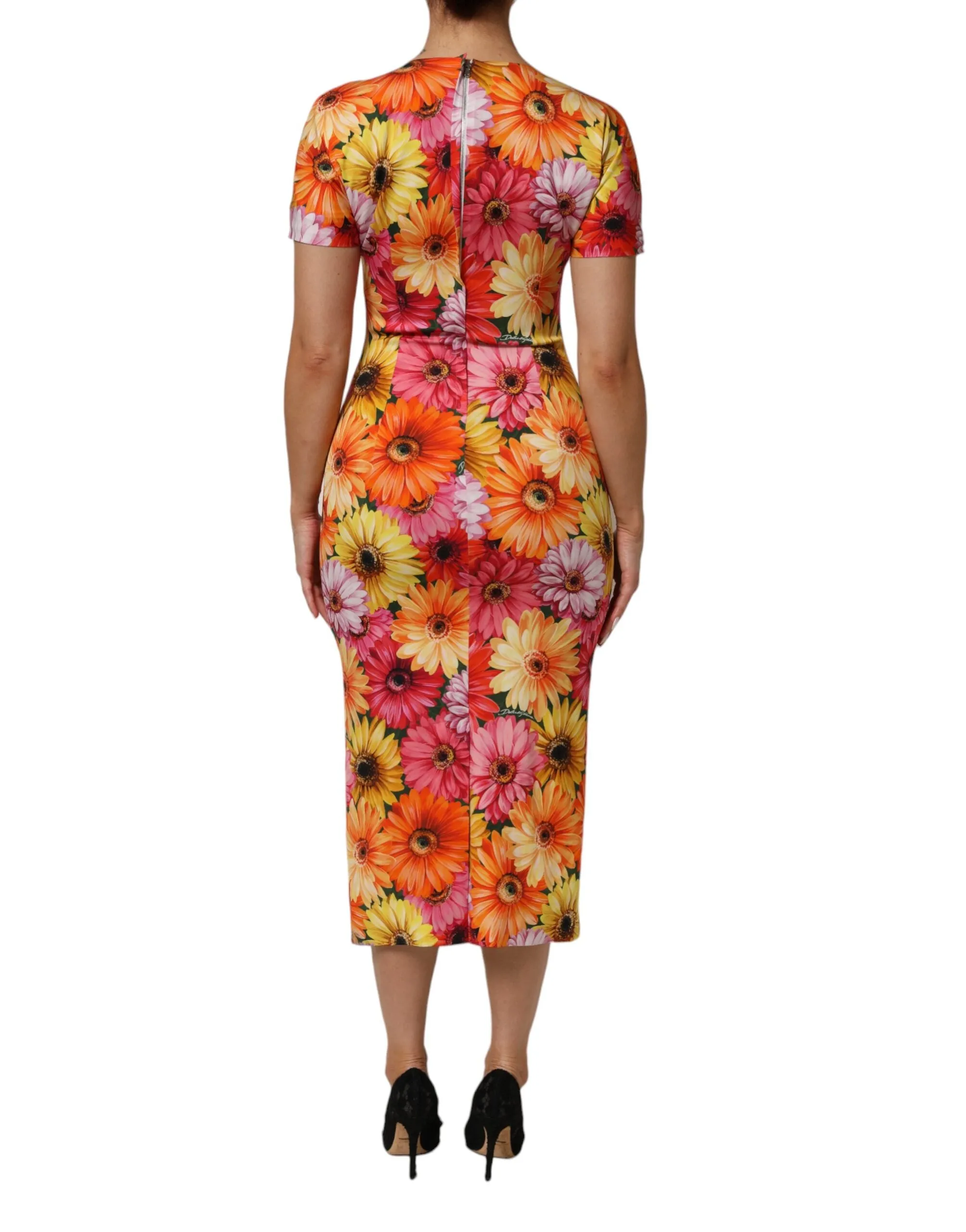 Dolce & Gabbana Multicolor Floral Print SilkSheath Midi Dress sold by Siebentaschen product image thumbnail 4