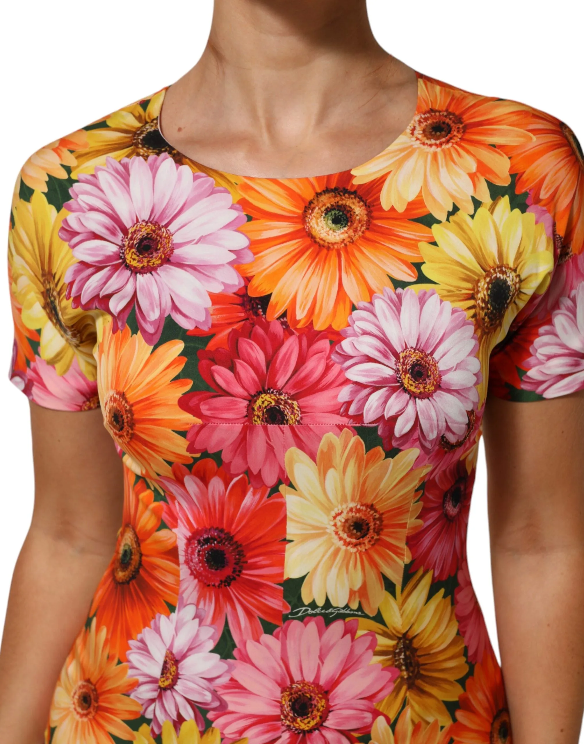 Dolce & Gabbana Multicolor Floral Print SilkSheath Midi Dress sold by Siebentaschen product image thumbnail 5