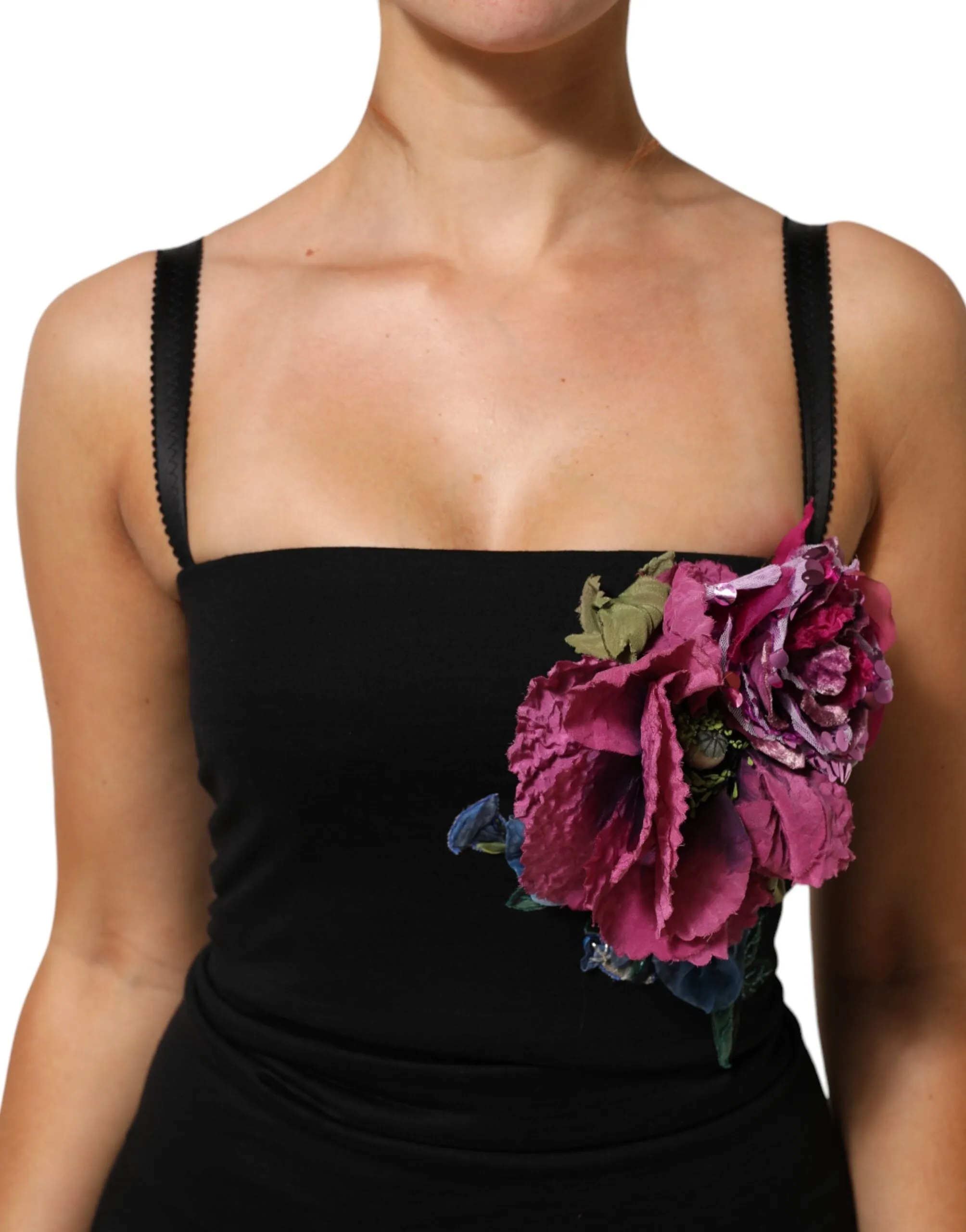 Dolce & Gabbana Black Flower Applqies Bodycon Sheath Dress sold by Siebentaschen product image thumbnail 5