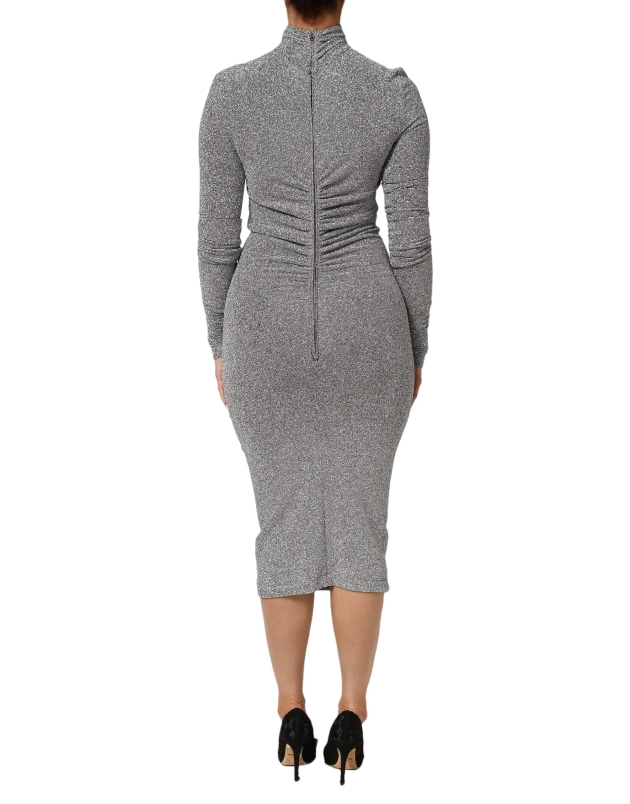 Dolce & Gabbana Gray Nylon Bodycon Sheath Long Sleeves Dress sold by Siebentaschen product image thumbnail 3