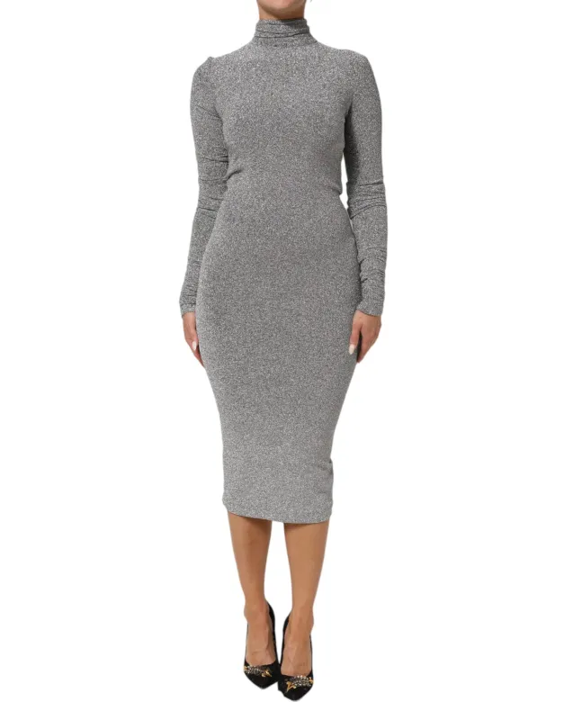 Dolce & Gabbana Gray Nylon Bodycon Sheath Long Sleeves Dress sold by Siebentaschen