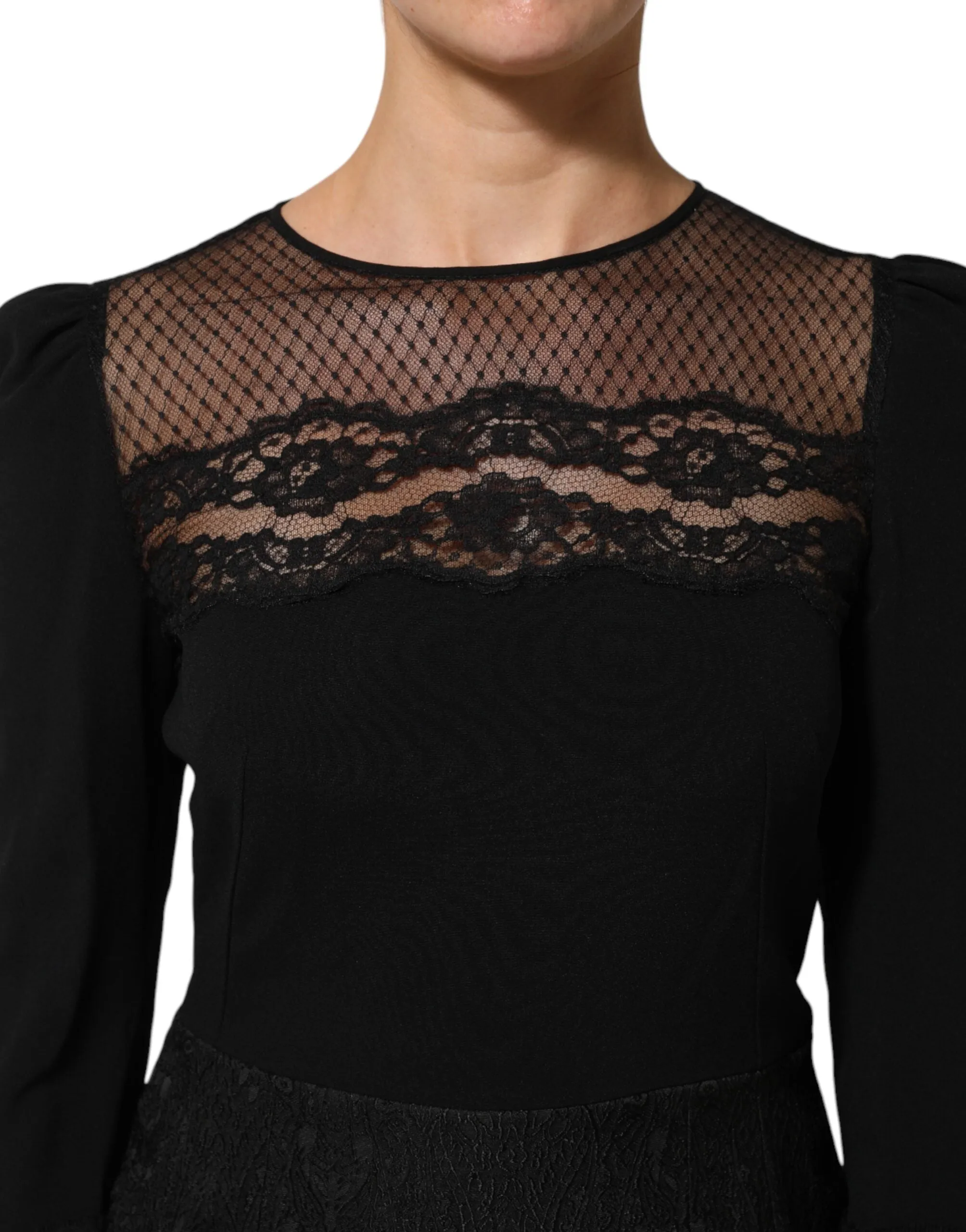 Dolce & Gabbana Black Floral Lace Trim Sheath A-line Dress sold by Siebentaschen product image thumbnail 5