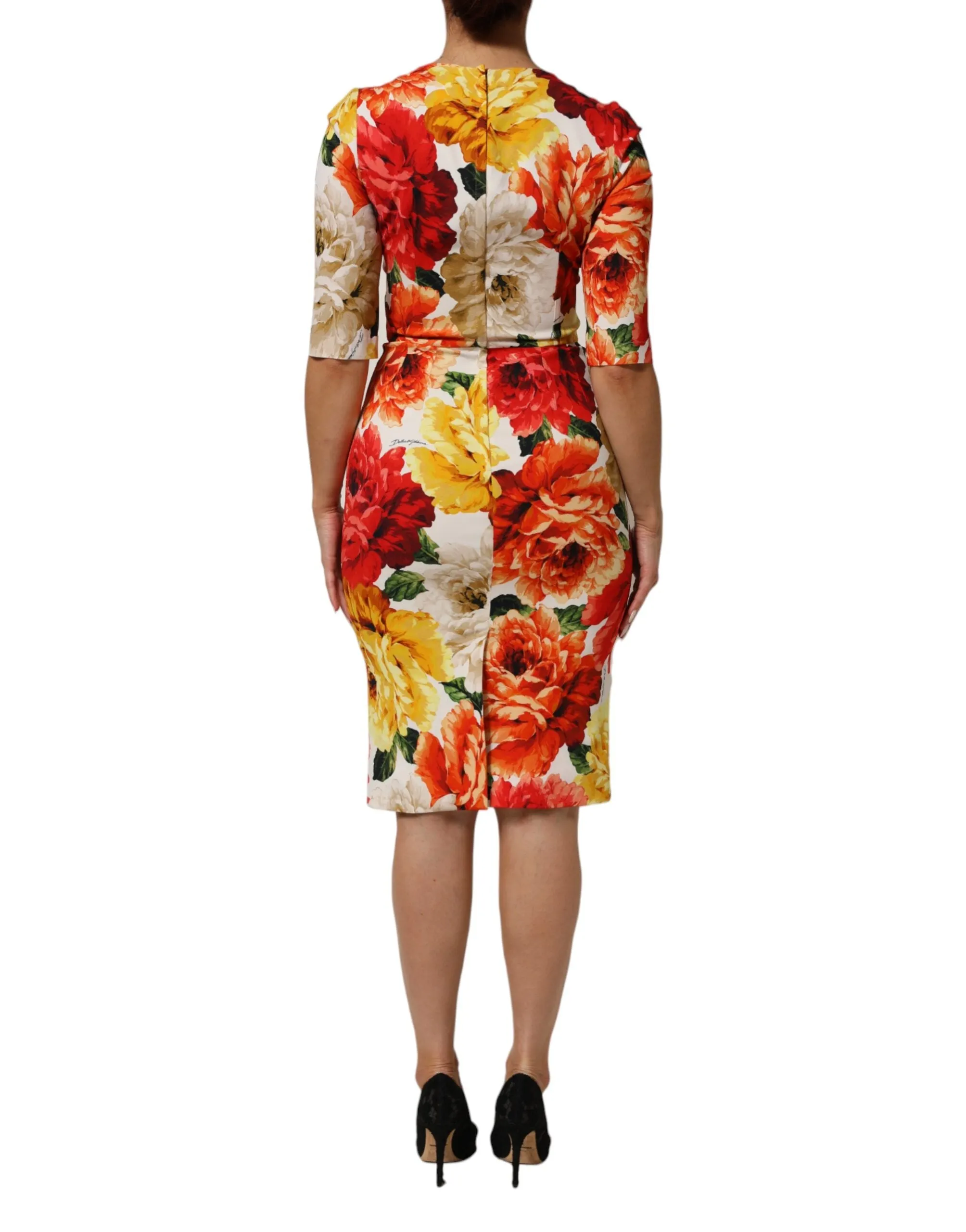 Dolce & Gabbana Multicolor Floral Print Viscose Sheath Dress sold by Siebentaschen product image thumbnail 4