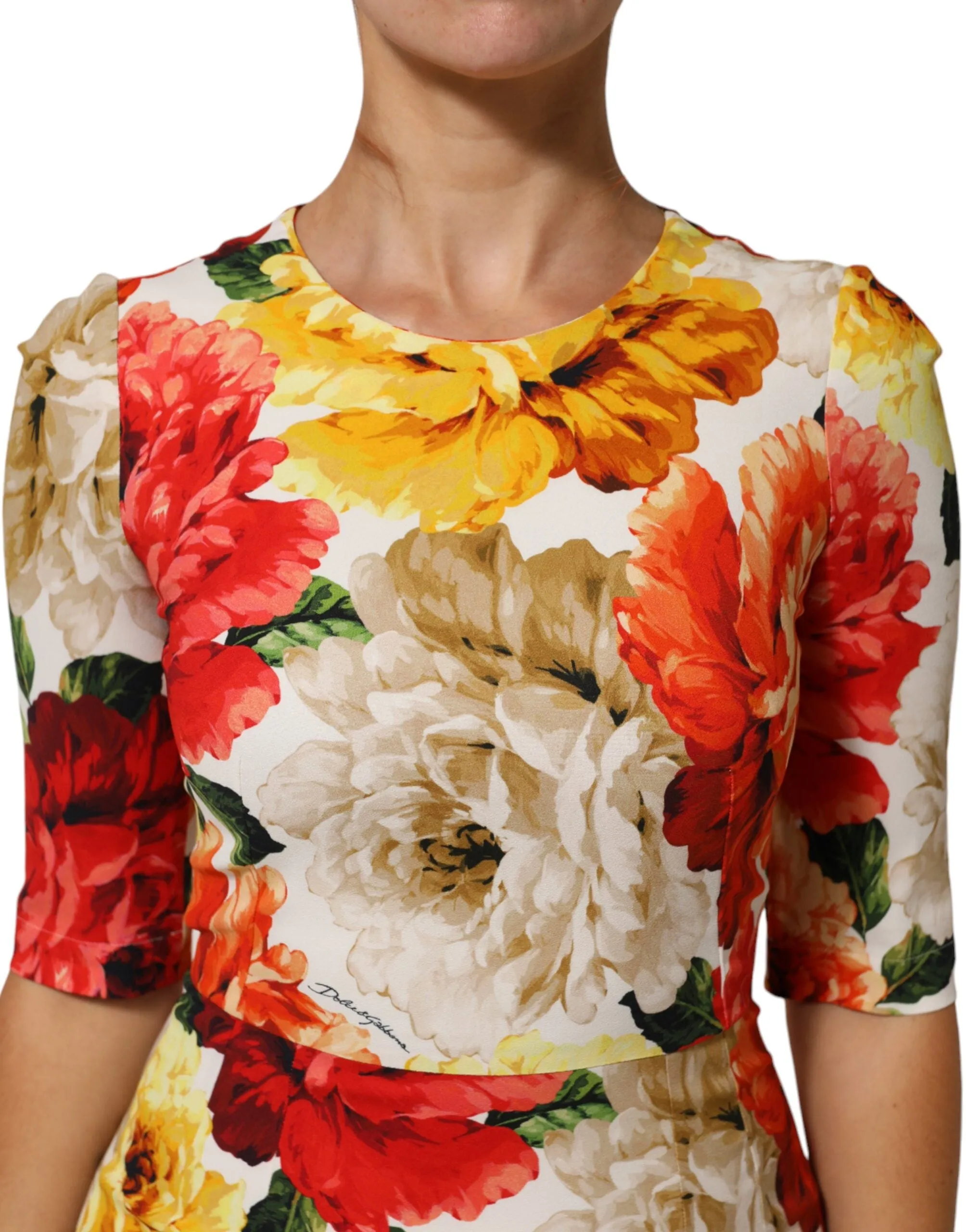 Dolce & Gabbana Multicolor Floral Print Viscose Sheath Dress sold by Siebentaschen product image thumbnail 5