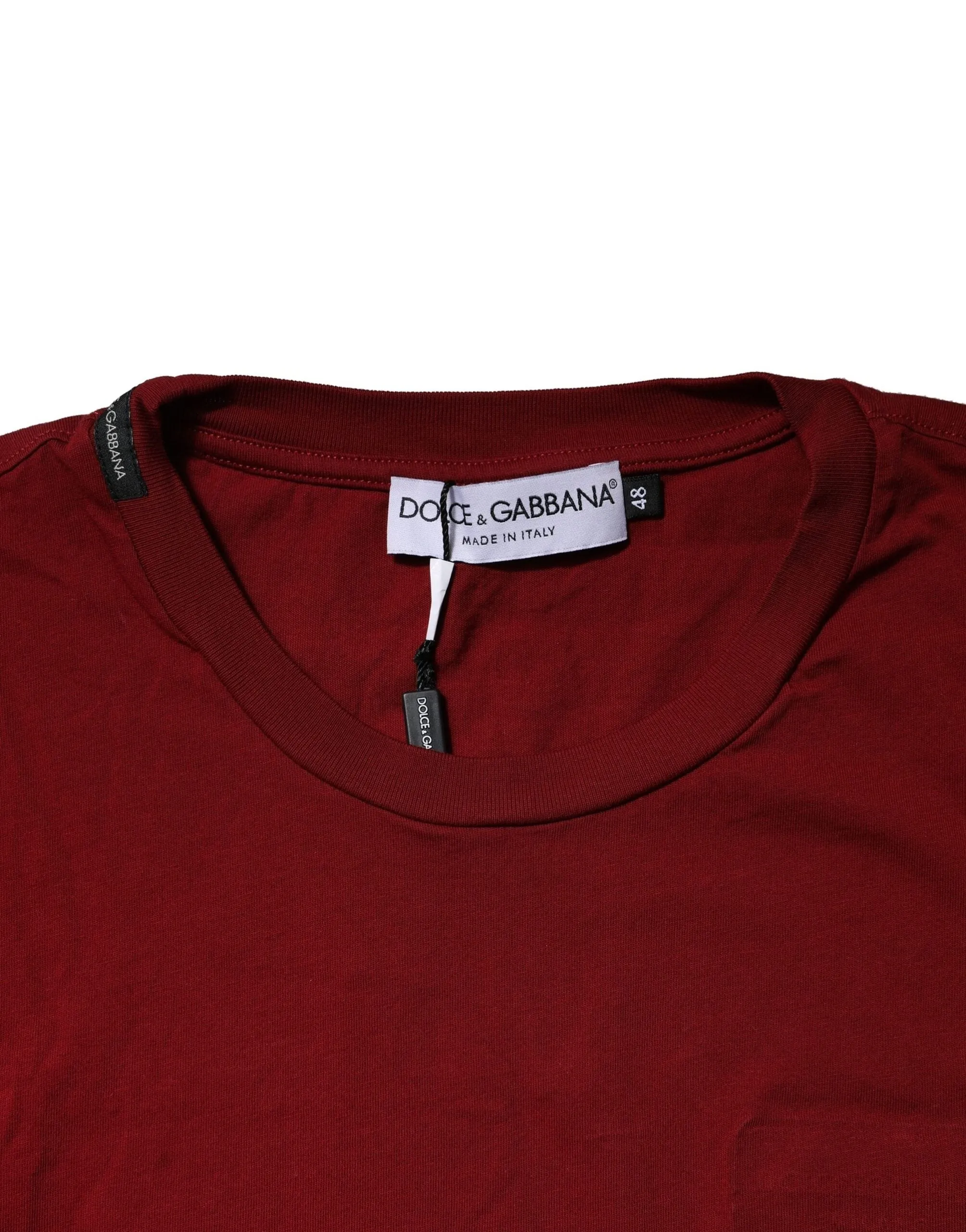 Dolce & Gabbana Maroon Cotton Crew Neck Short Sleeves T-Shirt sold by Siebentaschen product image thumbnail 4