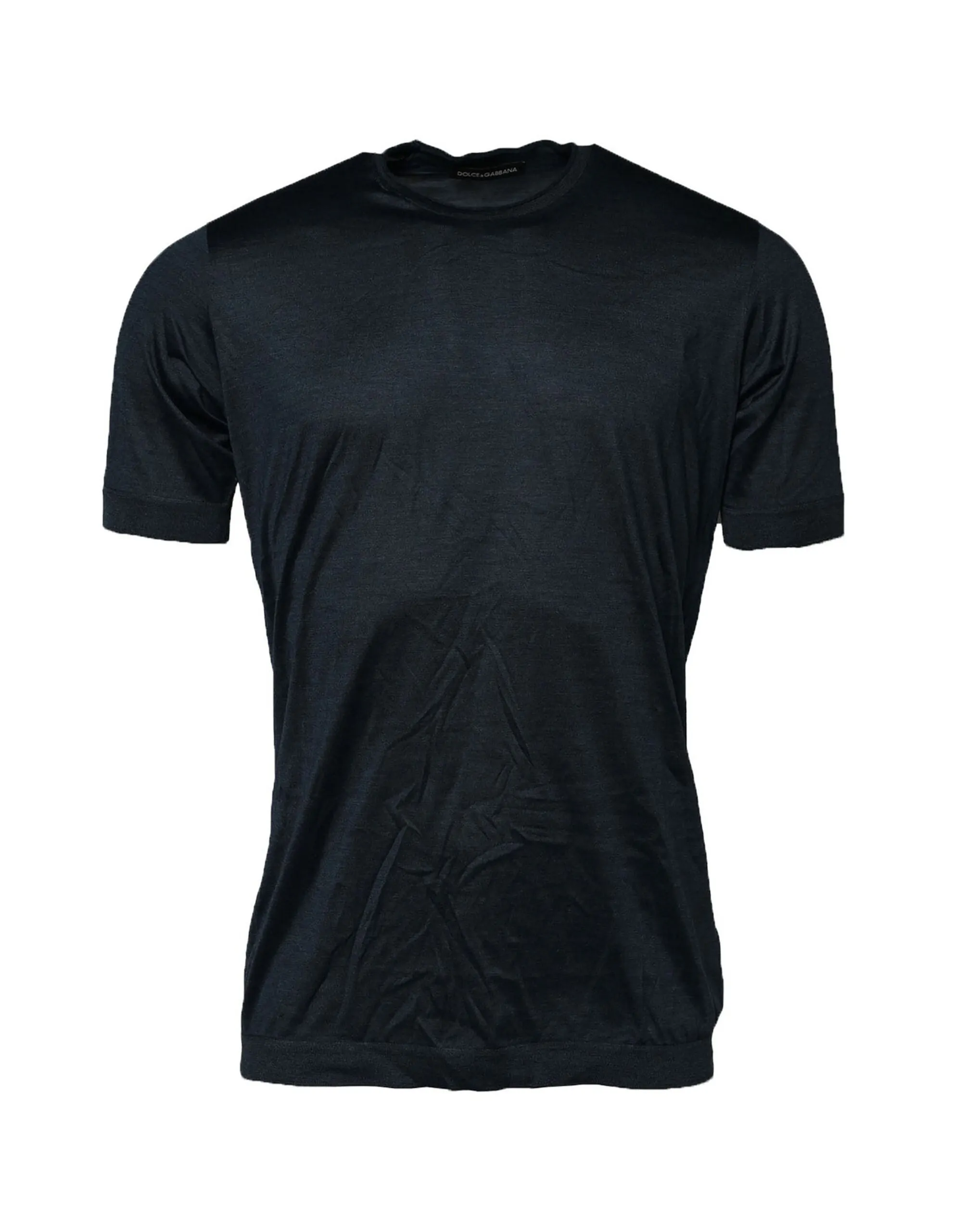 Dolce & Gabbana Blue Silk Crew Neck Short Sleeves Men T-Shirt sold by Siebentaschen product image thumbnail 3