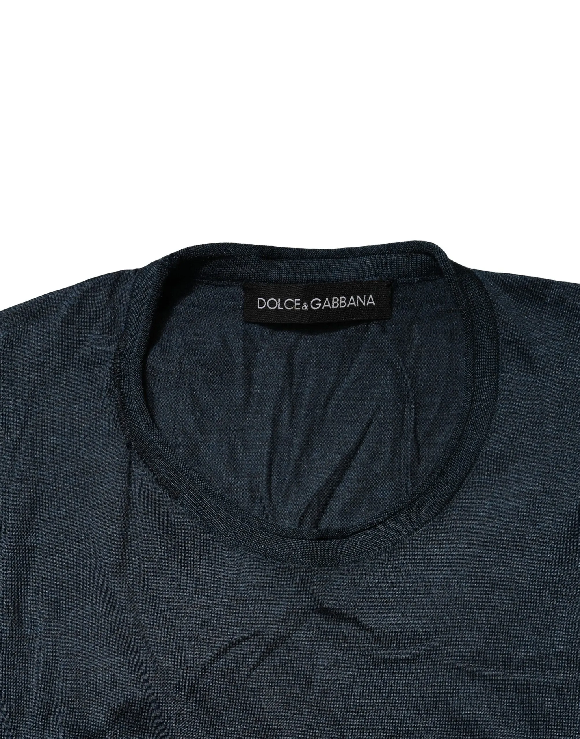 Dolce & Gabbana Blue Silk Crew Neck Short Sleeves Men T-Shirt sold by Siebentaschen product image thumbnail 4