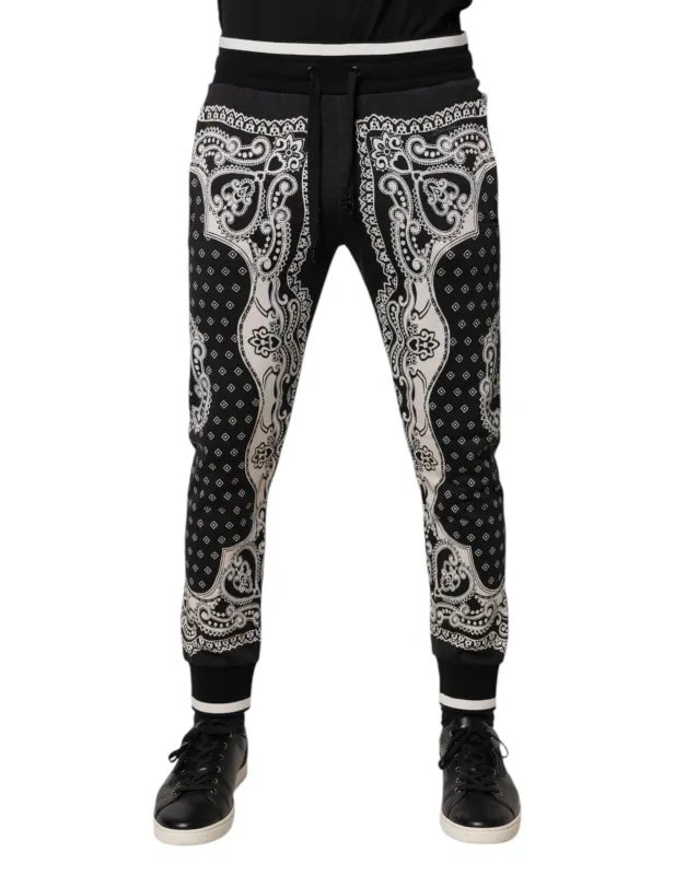 Dolce & Gabbana Black Cotton Bandana Jogger Sweatpants Pants sold by Siebentaschen