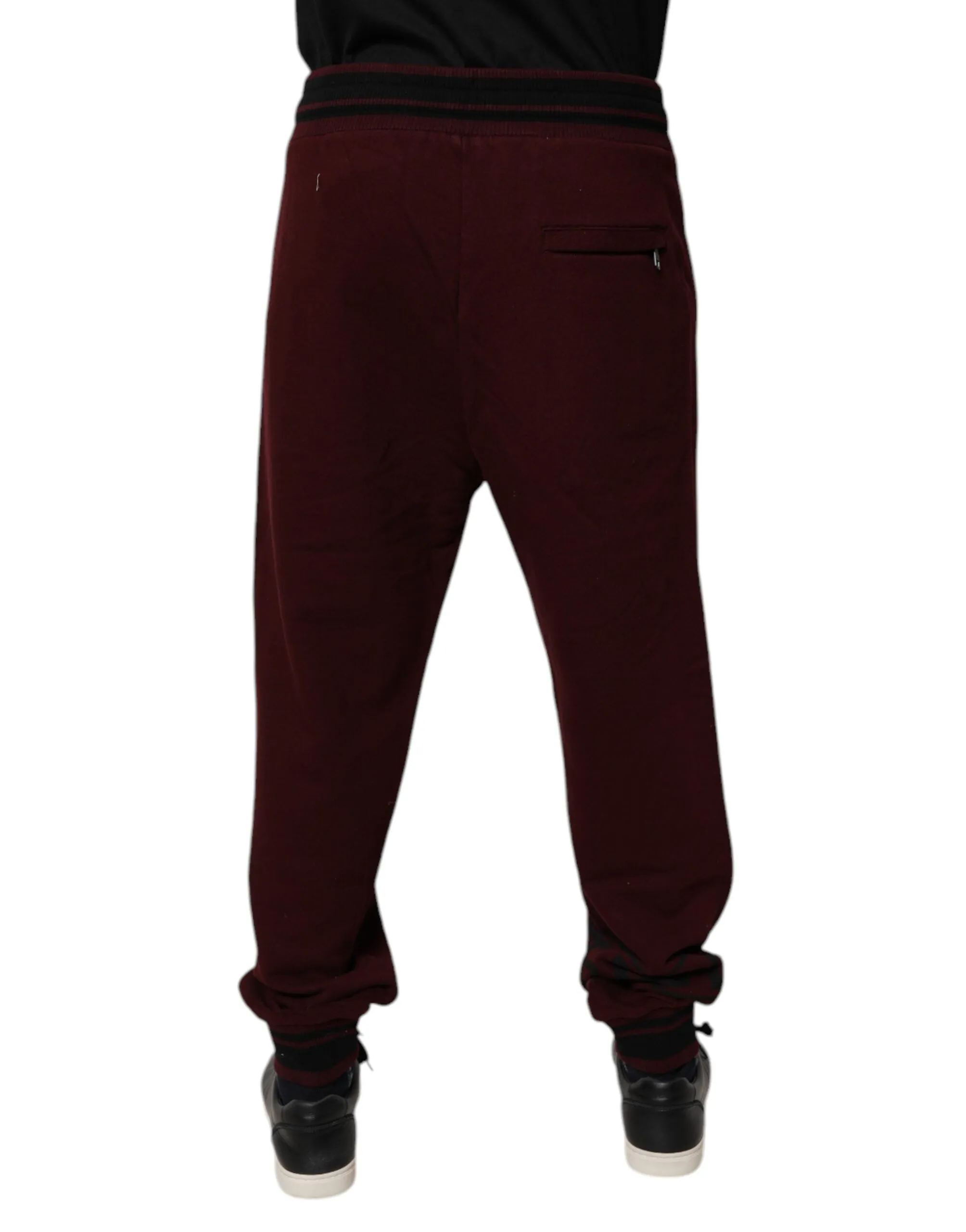 Dolce & Gabbana Maroon Cotton Men Jogger Sweatpants Pants sold by Siebentaschen product image thumbnail 4