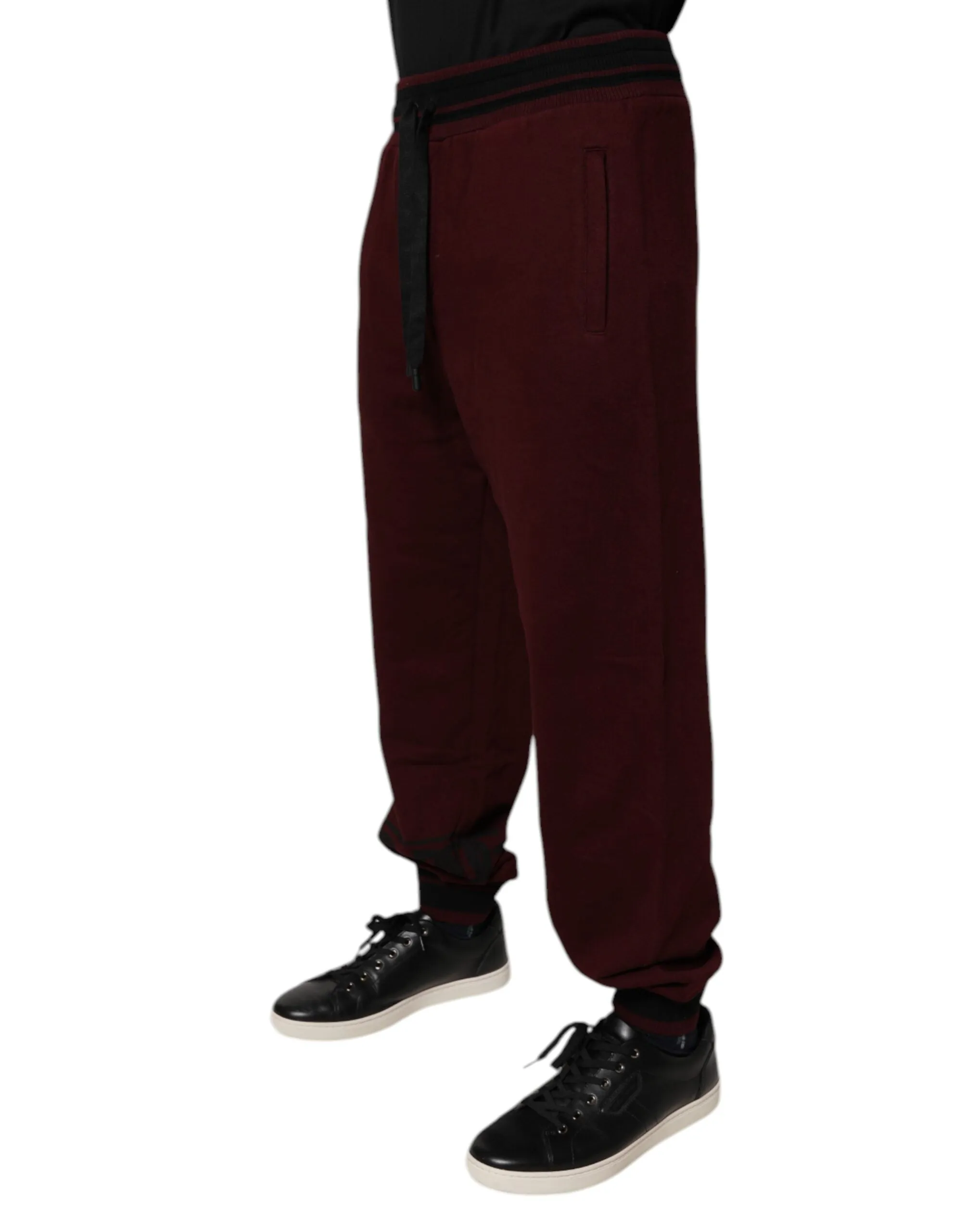 Dolce & Gabbana Maroon Cotton Men Jogger Sweatpants Pants sold by Siebentaschen product image thumbnail 3