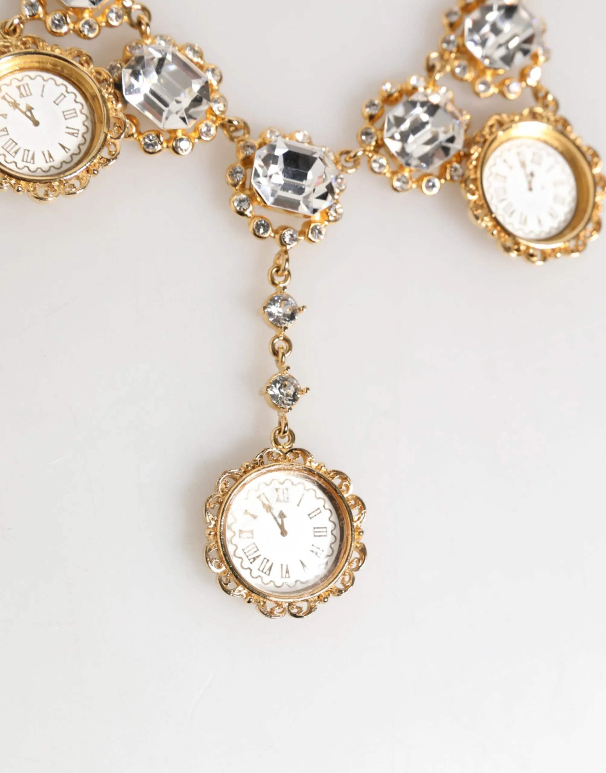 Dolce & Gabbana Gold Crystal Clock Pendant Statement Jewelry Necklace sold by Siebentaschen product image thumbnail 3