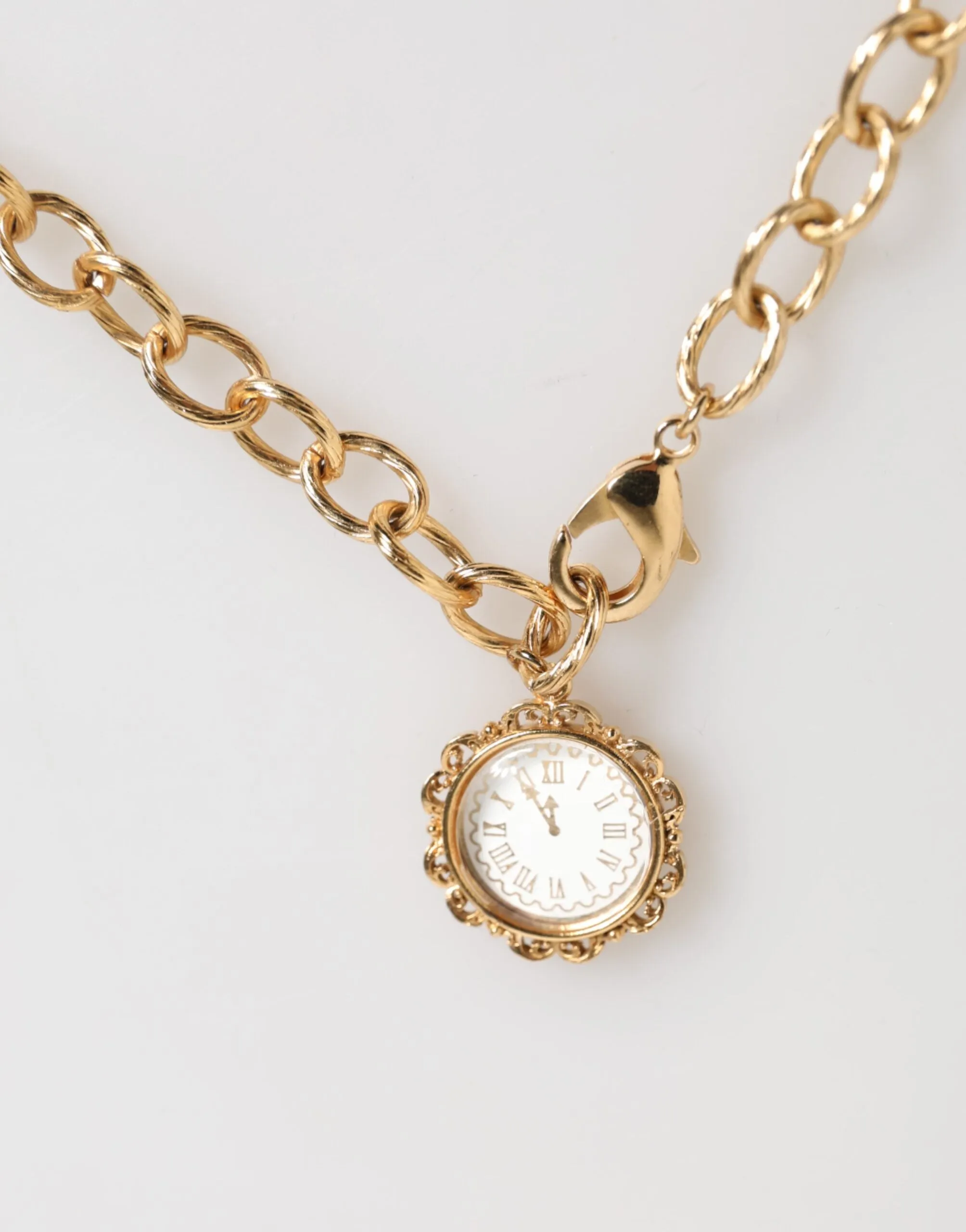 Dolce & Gabbana Gold Crystal Clock Pendant Statement Jewelry Necklace sold by Siebentaschen product image thumbnail 4