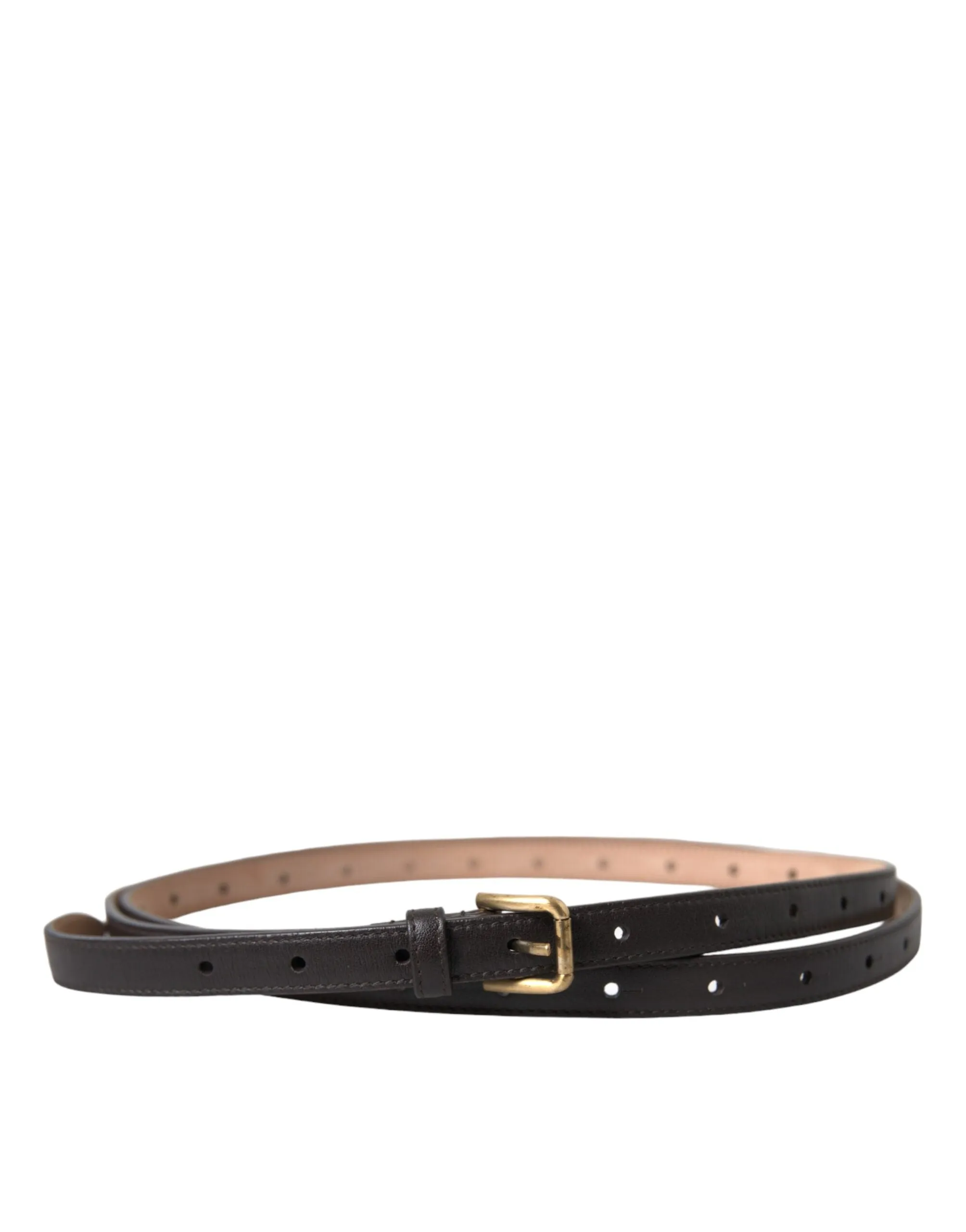 Dolce & Gabbana Black Leather Long Skinny Gold Metal Buckle Belt sold by Siebentaschen product image thumbnail 3