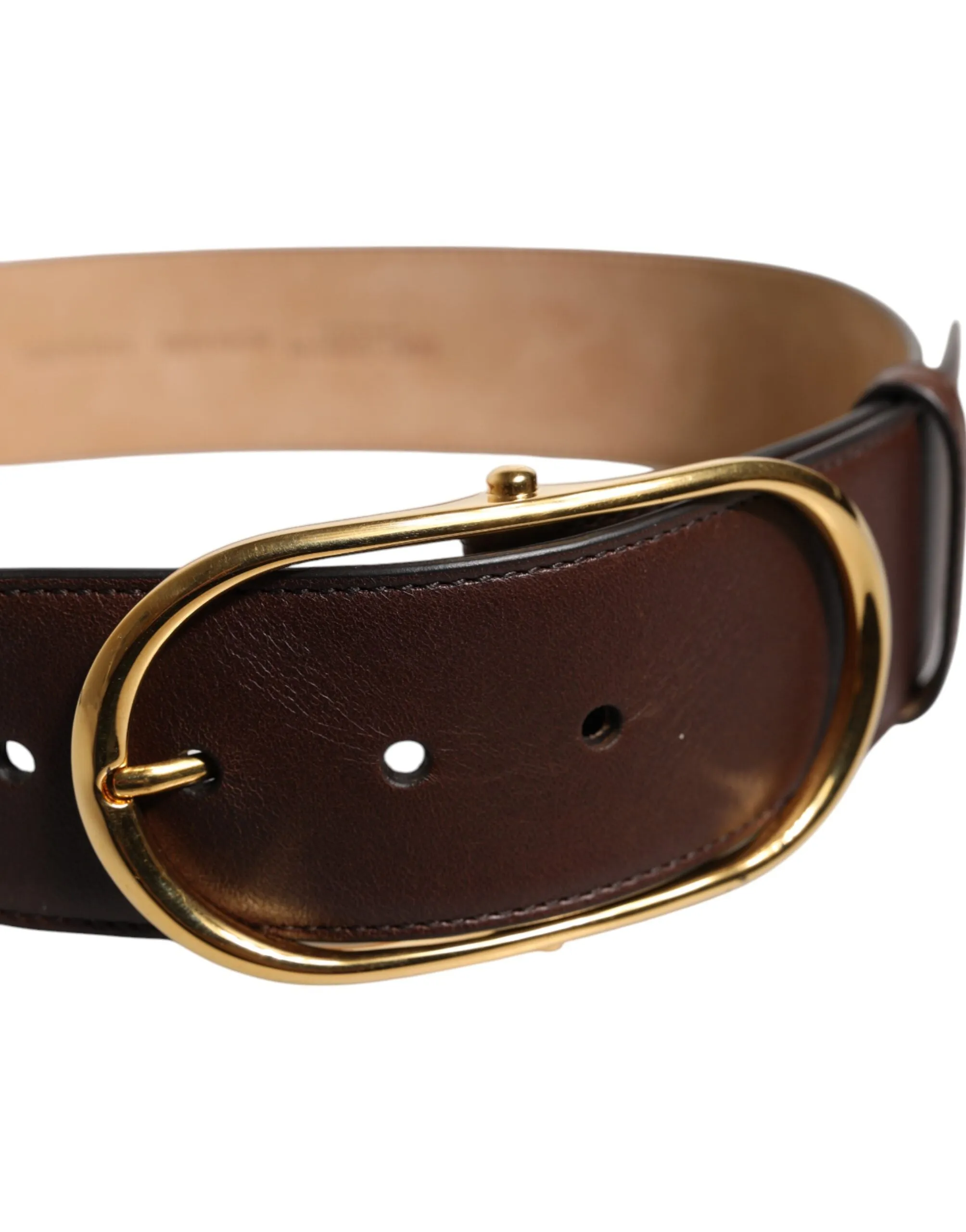 Dolce & Gabbana Brown Leather Classic Metal Oval Buckle Belt sold by Siebentaschen product image thumbnail 5