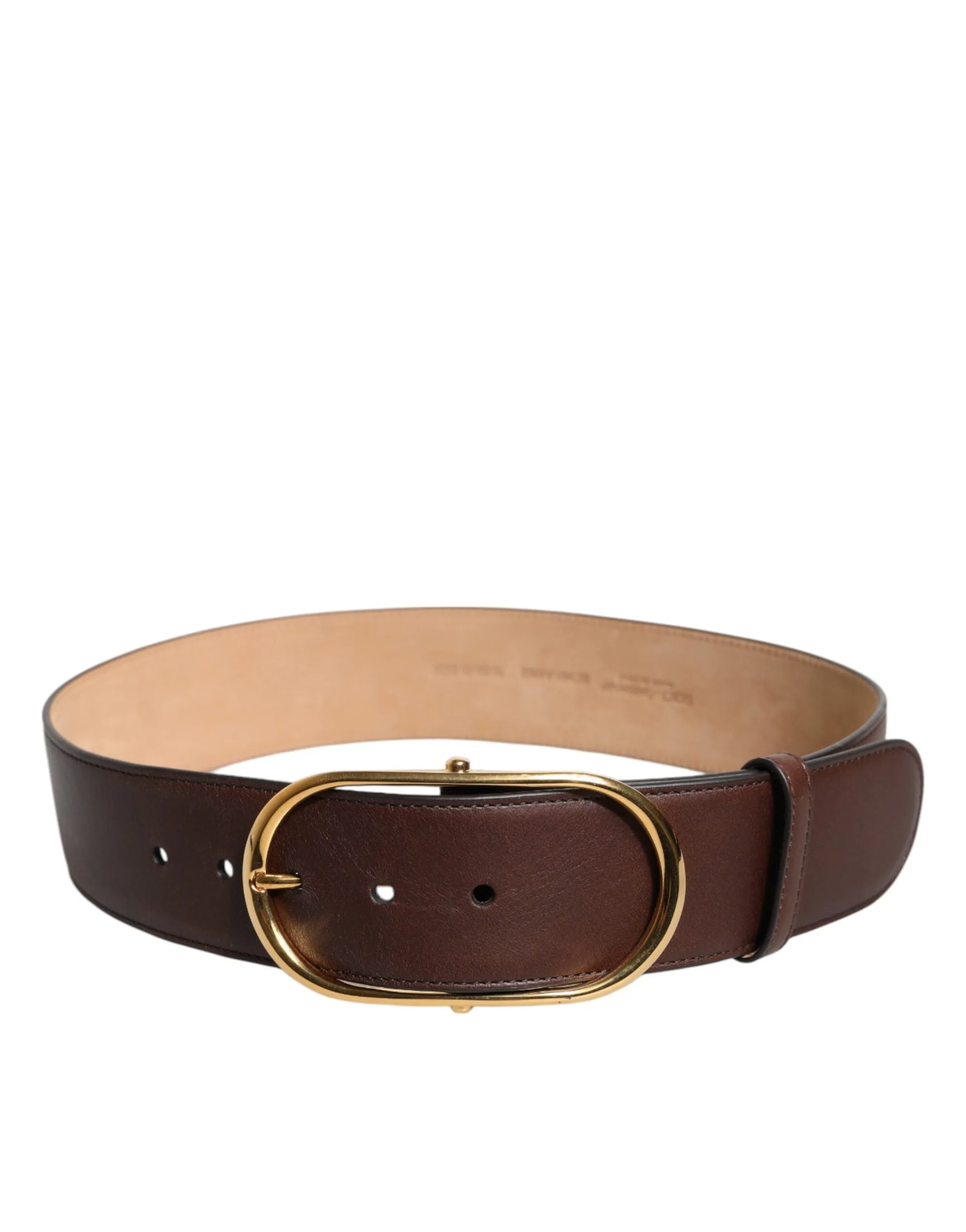 Dolce & Gabbana Brown Leather Classic Metal Oval Buckle Belt sold by Siebentaschen product image thumbnail 3