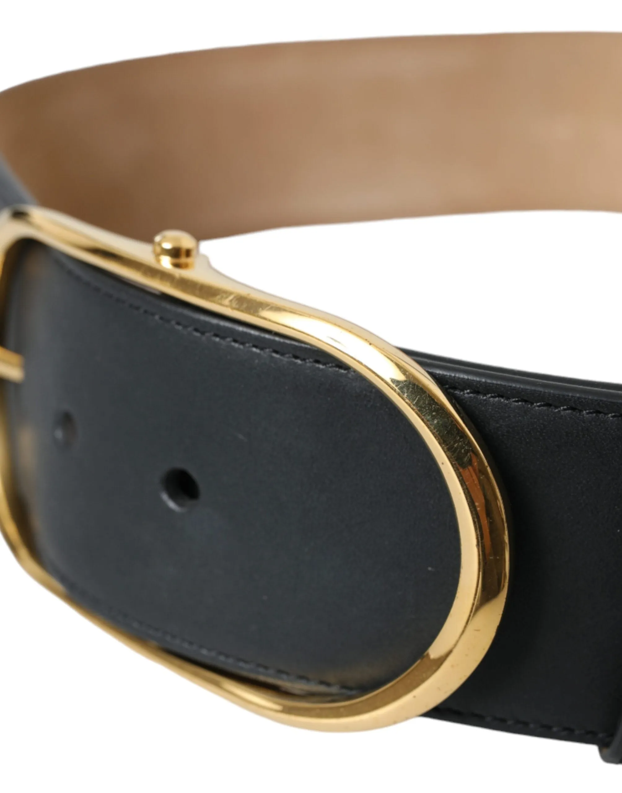 Dolce & Gabbana Black Leather Classic Metal Oval Buckle Belt sold by Siebentaschen product image thumbnail 4