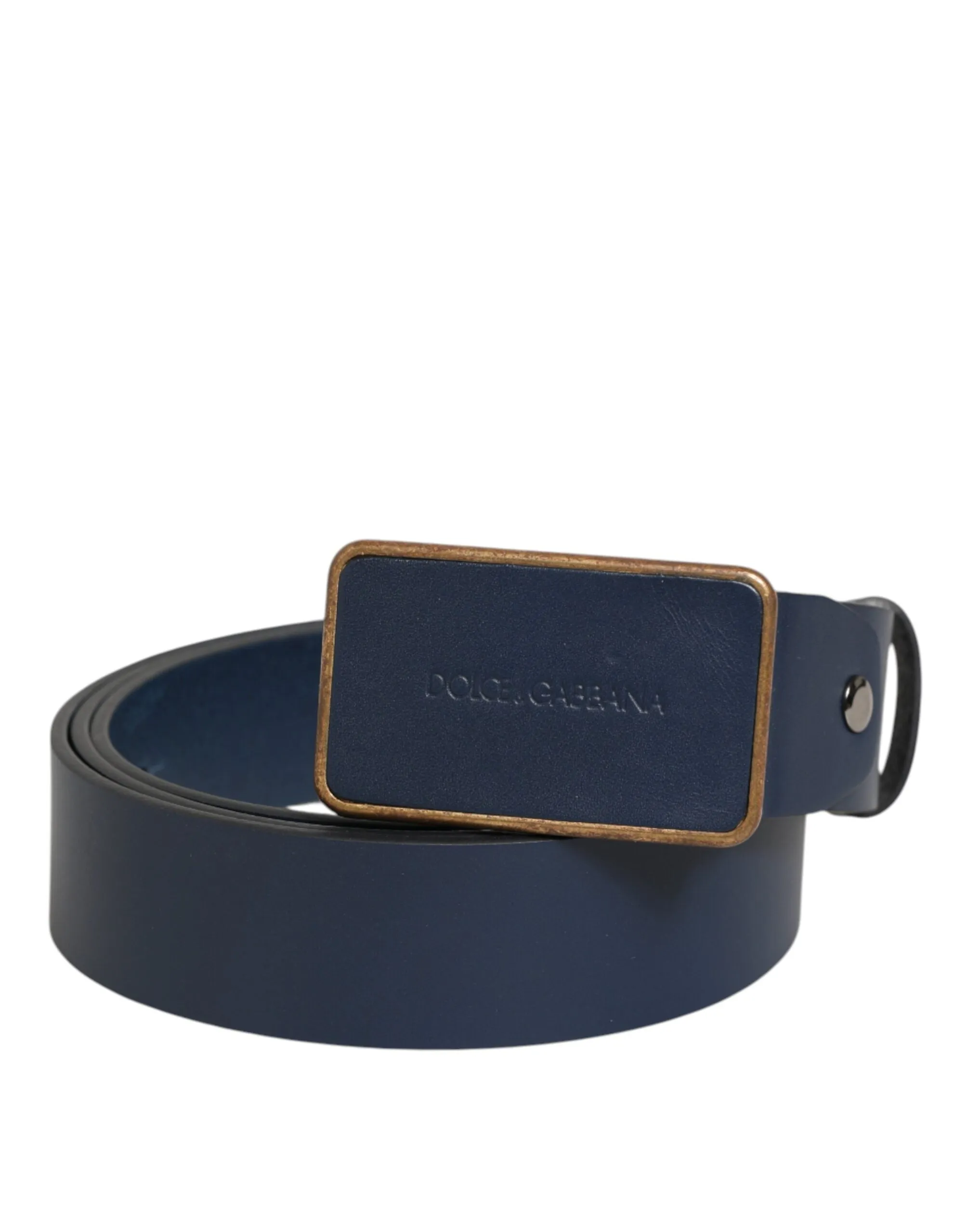 Dolce & Gabbana Blue Leather Classic Metal Logo Buckle Belt sold by Siebentaschen