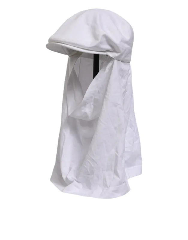 Dolce & Gabbana White Cotton DG Logo Plaque Baseball Balaclava Hat sold by Siebentaschen