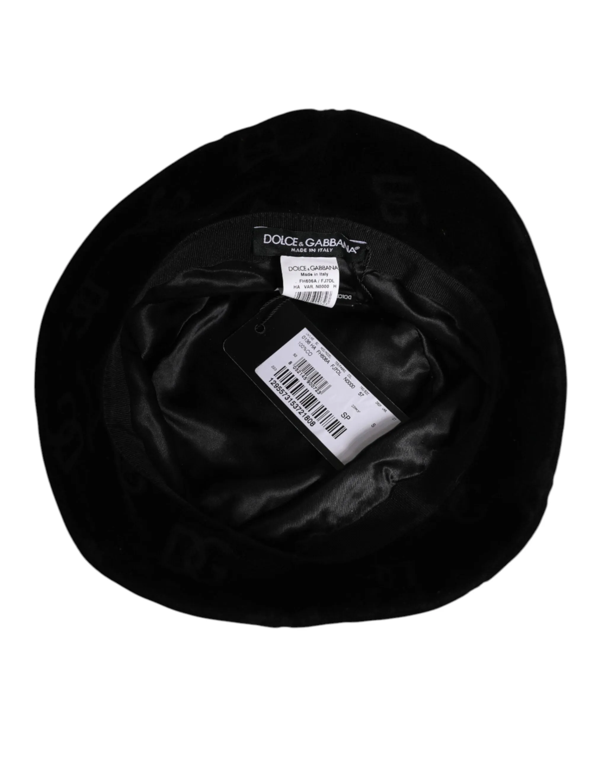 Dolce & Gabbana Black Cotton Suede Bucket Logo Capello Hat sold by Siebentaschen product image thumbnail 5