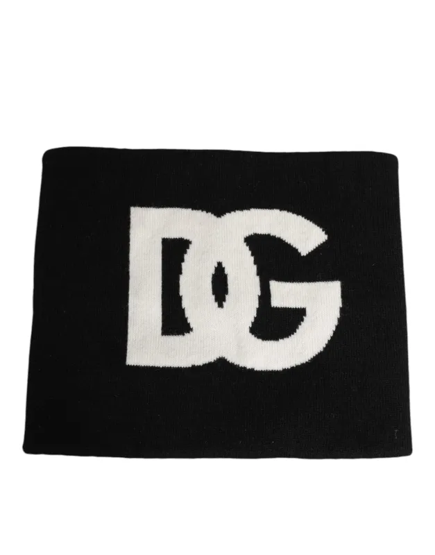 Dolce & Gabbana Black D&G Logo Cashmere Knitted Men One Size Scarf sold by Siebentaschen
