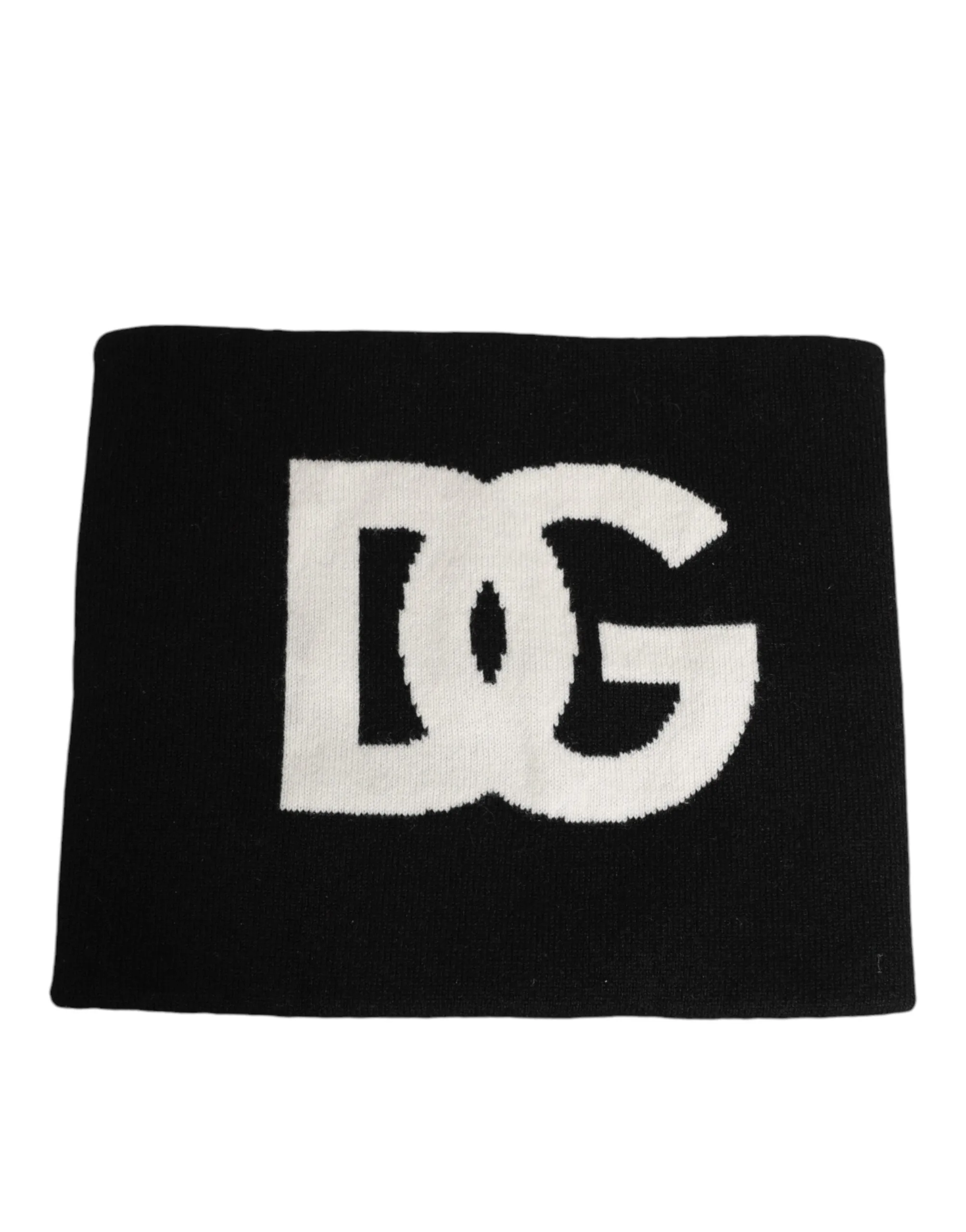 Dolce & Gabbana Black D&G Logo Cashmere Knitted Men One Size Scarf sold by Siebentaschen