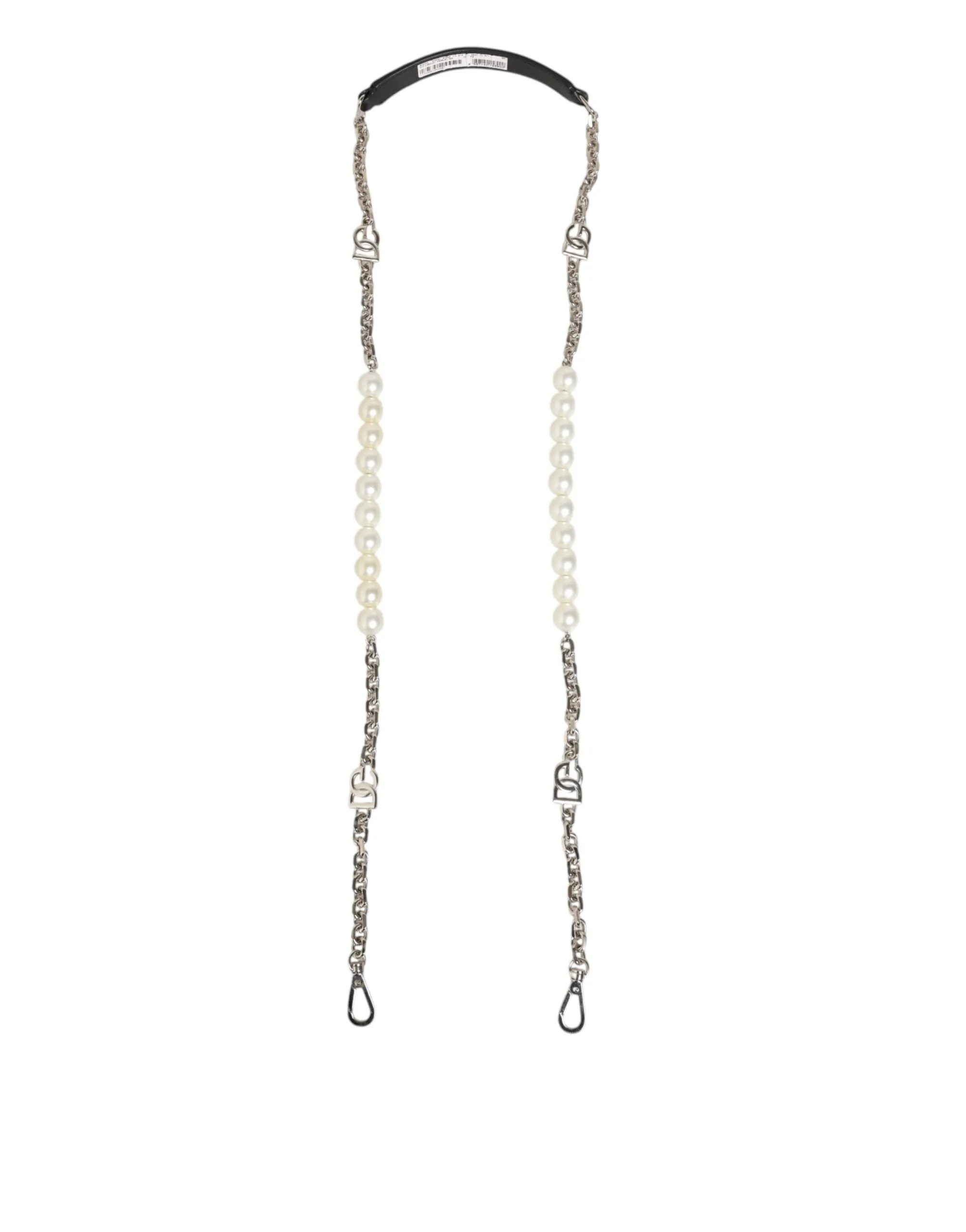 Dolce & Gabbana Black Leather Pearl Chain Bag Accessory Shoulder Strap sold by Siebentaschen product image thumbnail 2
