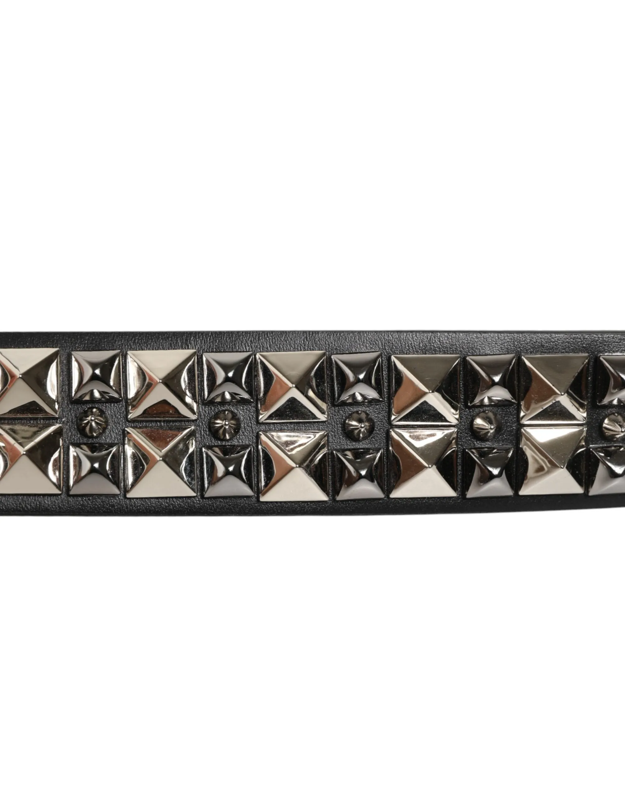 Dolce & Gabbana Black Calf Leather Studded Silver Buckle Belt sold by Siebentaschen product image thumbnail 5