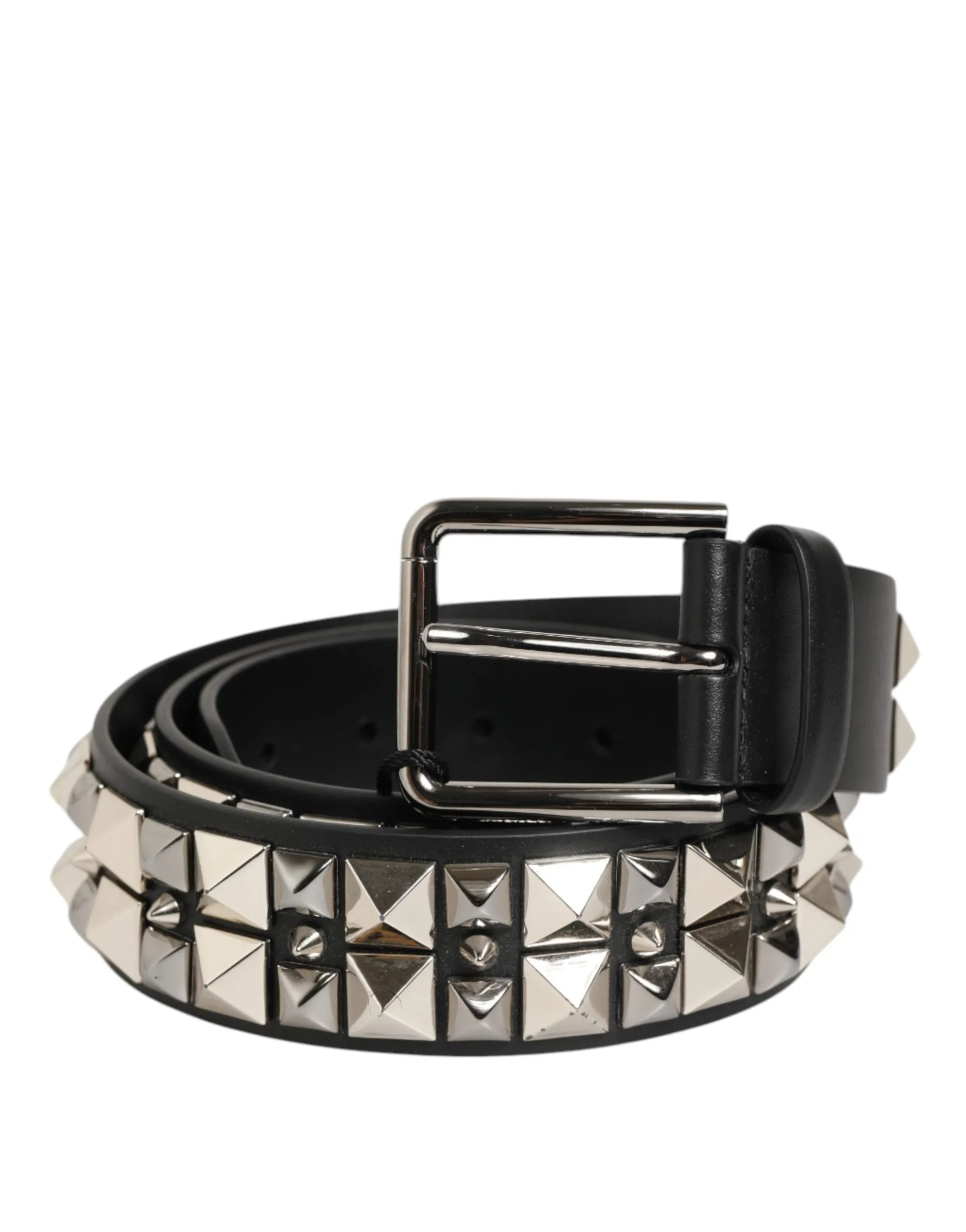 Dolce & Gabbana Black Calf Leather Studded Silver Buckle Belt sold by Siebentaschen product image thumbnail 2
