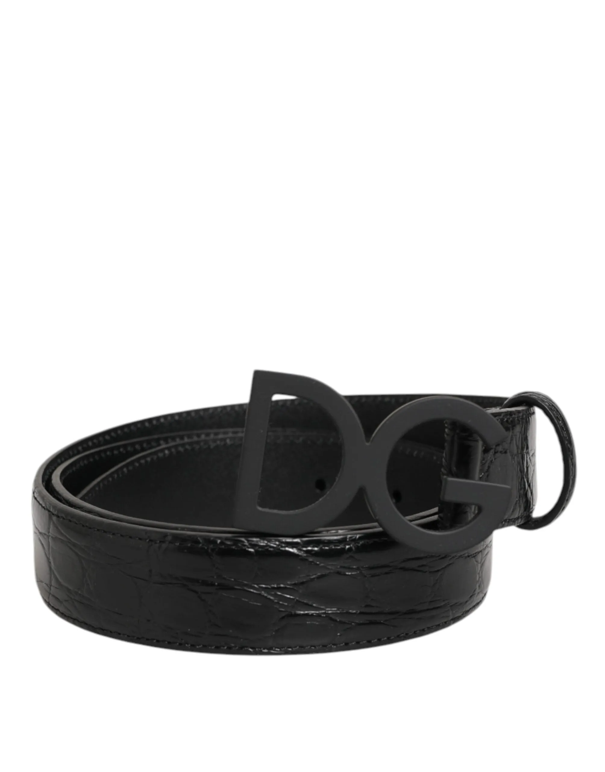 Dolce & Gabbana Black Exotic Leather Metal Logo Buckle Belt sold by Siebentaschen