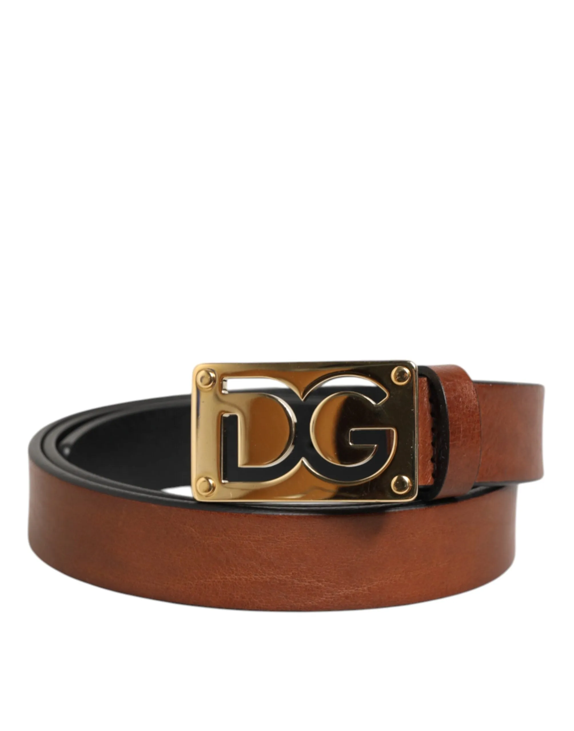 Dolce & Gabbana Brown Leather Classic Metal Logo Buckle Belt sold by Siebentaschen product image thumbnail 2