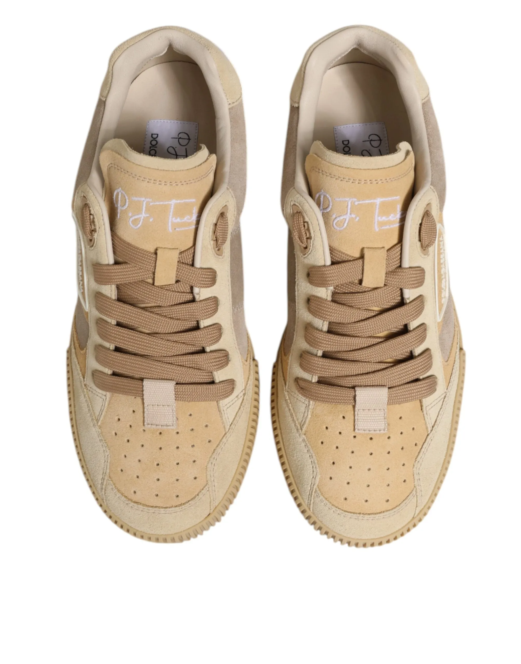 Dolce & Gabbana Beige Leather Miami Low Top Sneakers Men Shoes sold by Siebentaschen product image thumbnail 4
