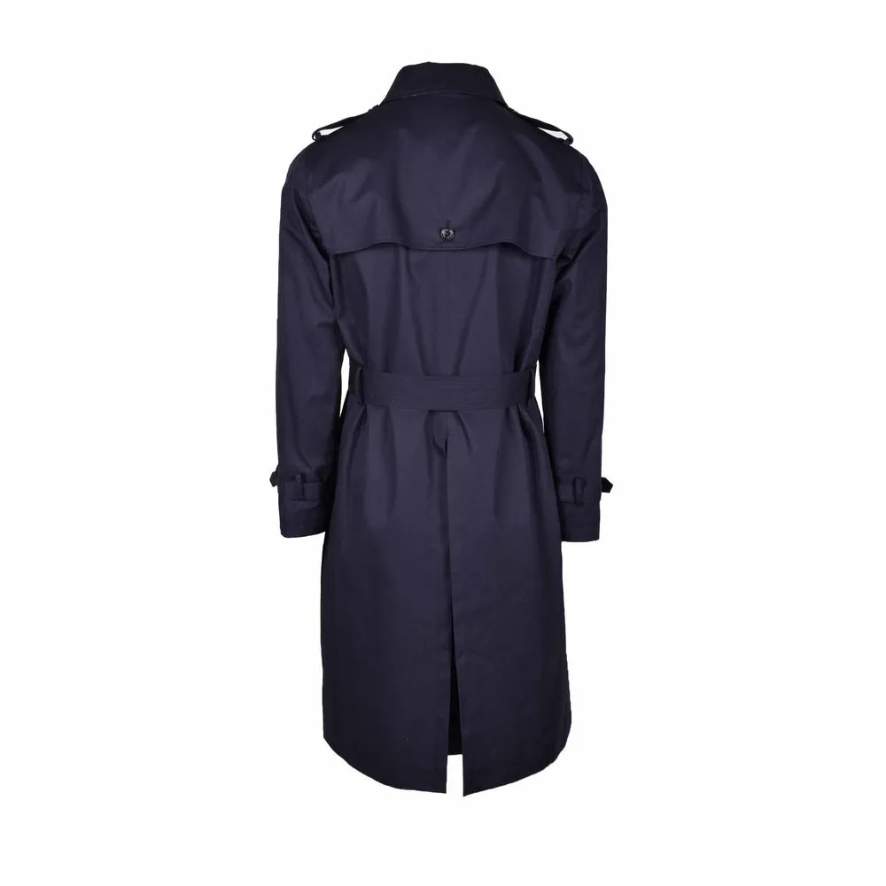 Aquascutum Blue Cotton Men's Trench Coat sold by Siebentaschen product image thumbnail 2