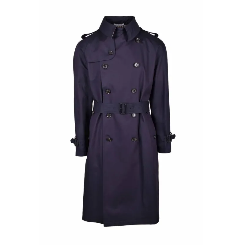 Aquascutum Blue Cotton Men's Trench Coat sold by Siebentaschen