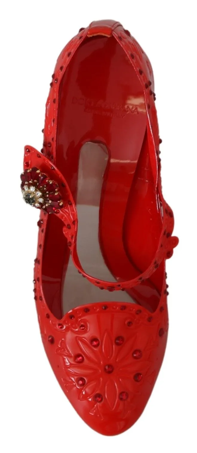 Dolce & Gabbana Red Floral Crystal CINDERELLA Heels Shoes sold by Siebentaschen product image thumbnail 2