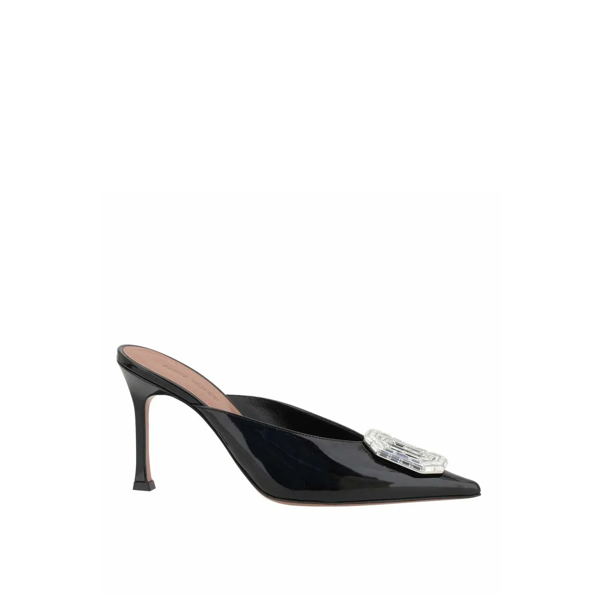 Amina Muaddi Camelia Patent 90 Mules sold by Siebentaschen