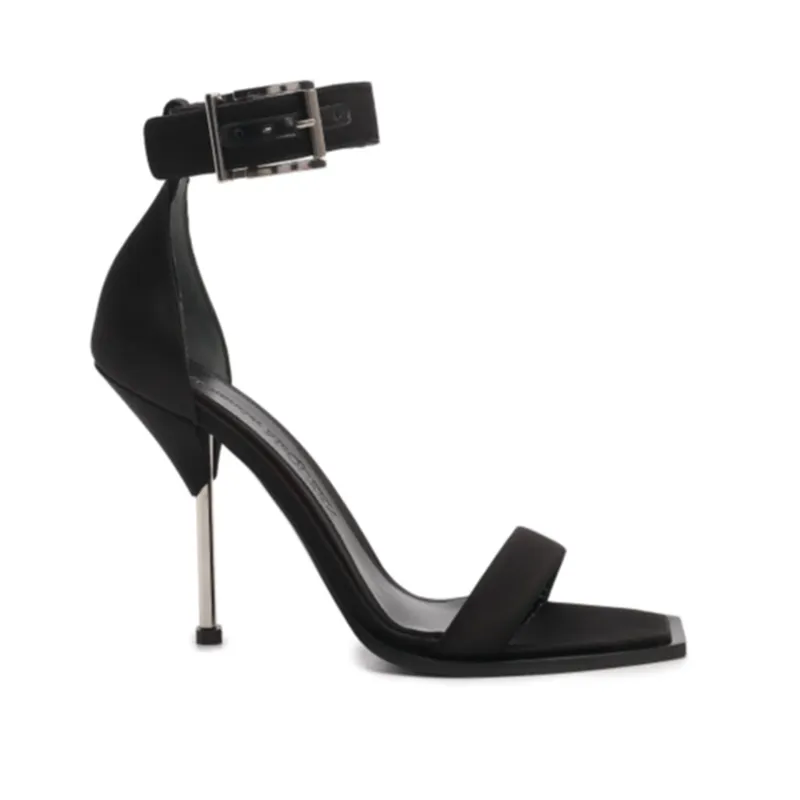 Alexander Mcqueen Silk Satin Heel Sandals sold by Siebentaschen