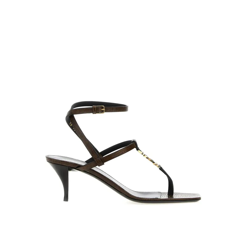Saint Laurent Cassandra Leather Flip-Flop Sandals sold by Siebentaschen