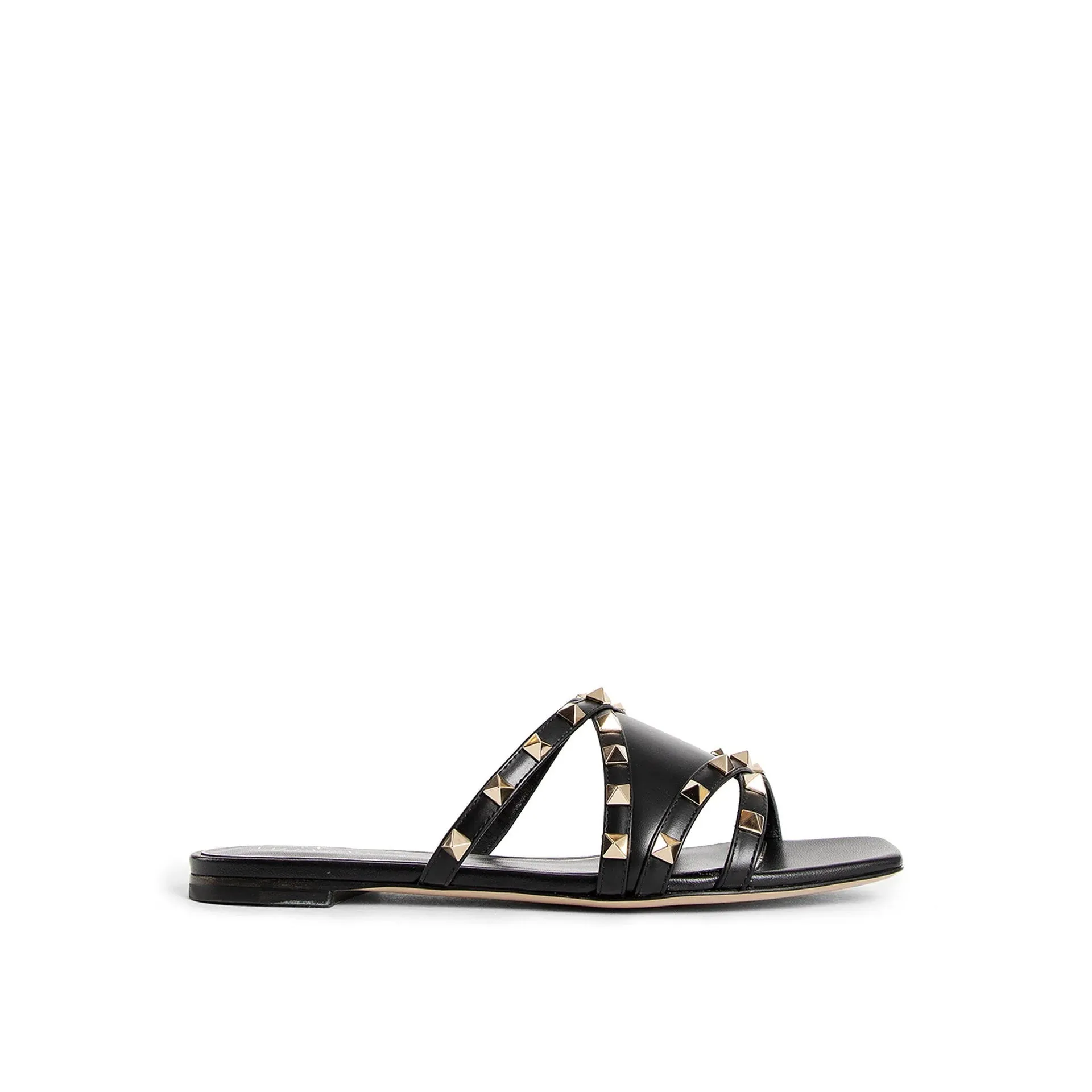Valentino Garavani Rockstud Leather Flat Sandals sold by Siebentaschen