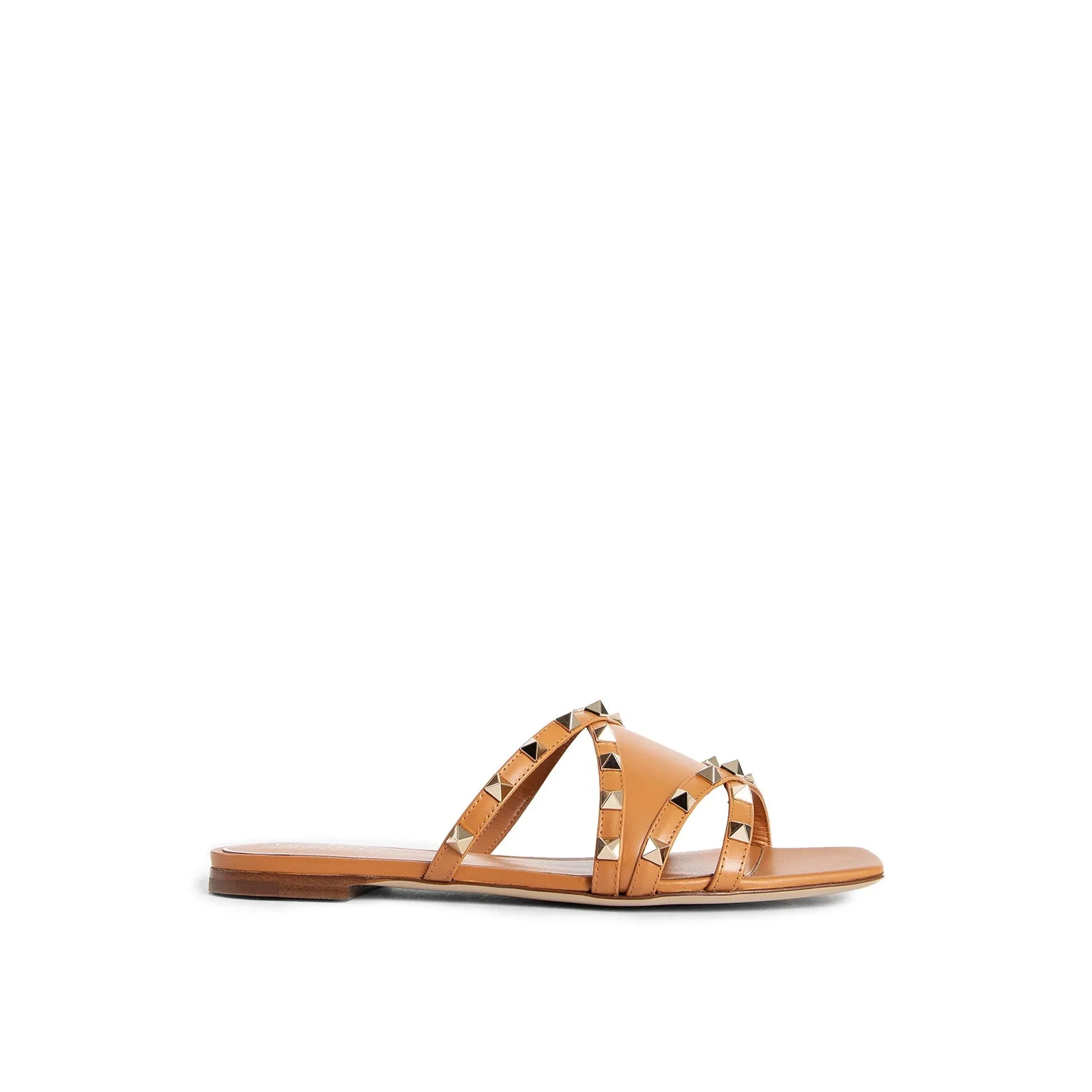 Valentino Garavani Rockstud Leather Flat Sandals sold by Siebentaschen