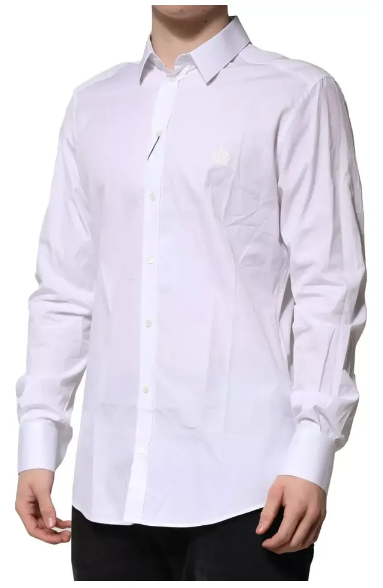 Dolce & Gabbana White Cotton GOLD Mens Dress Formal Shirt sold by Siebentaschen product image thumbnail 3